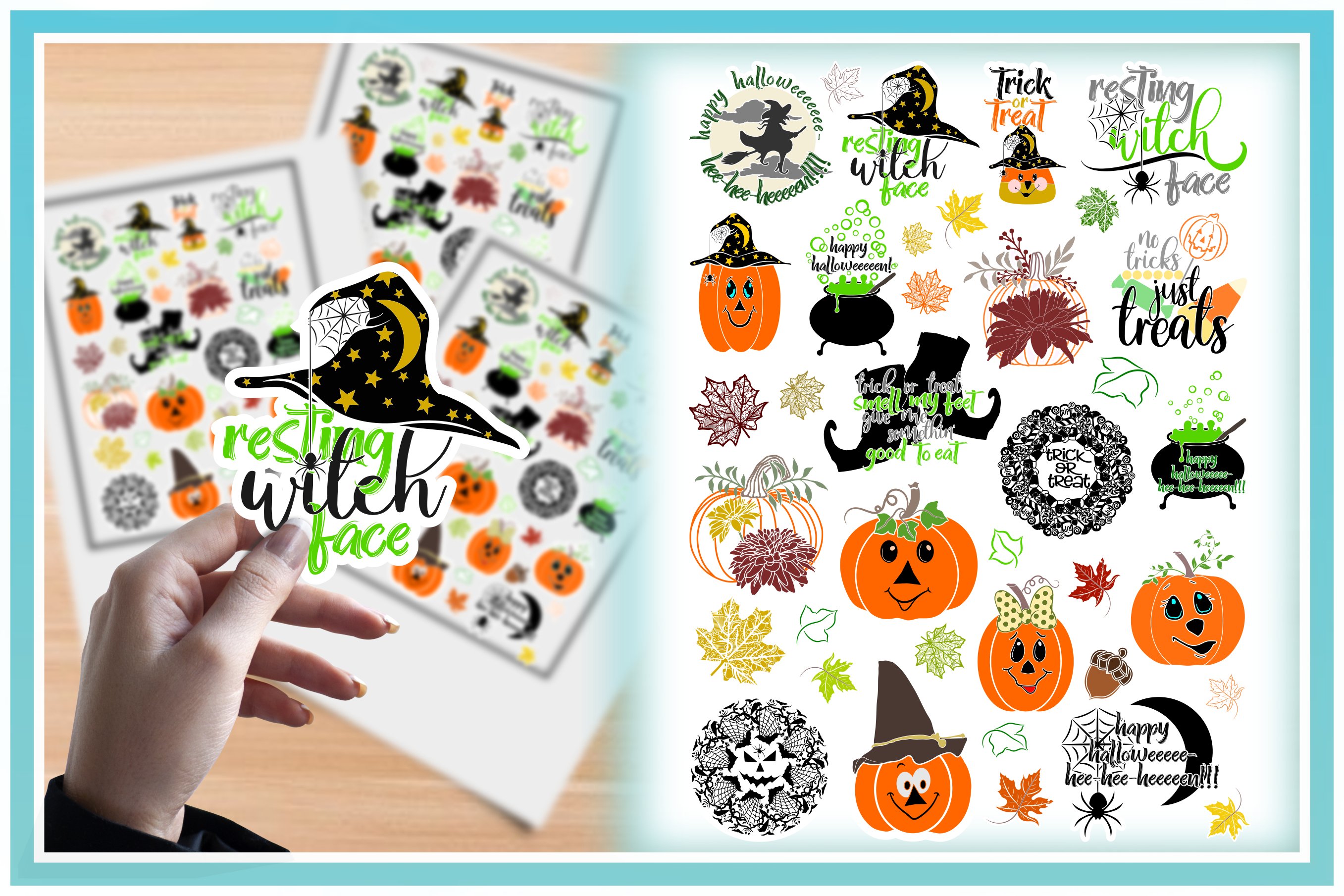 PNG Halloween Printable Sticker Set White Offset- 300dpi 3