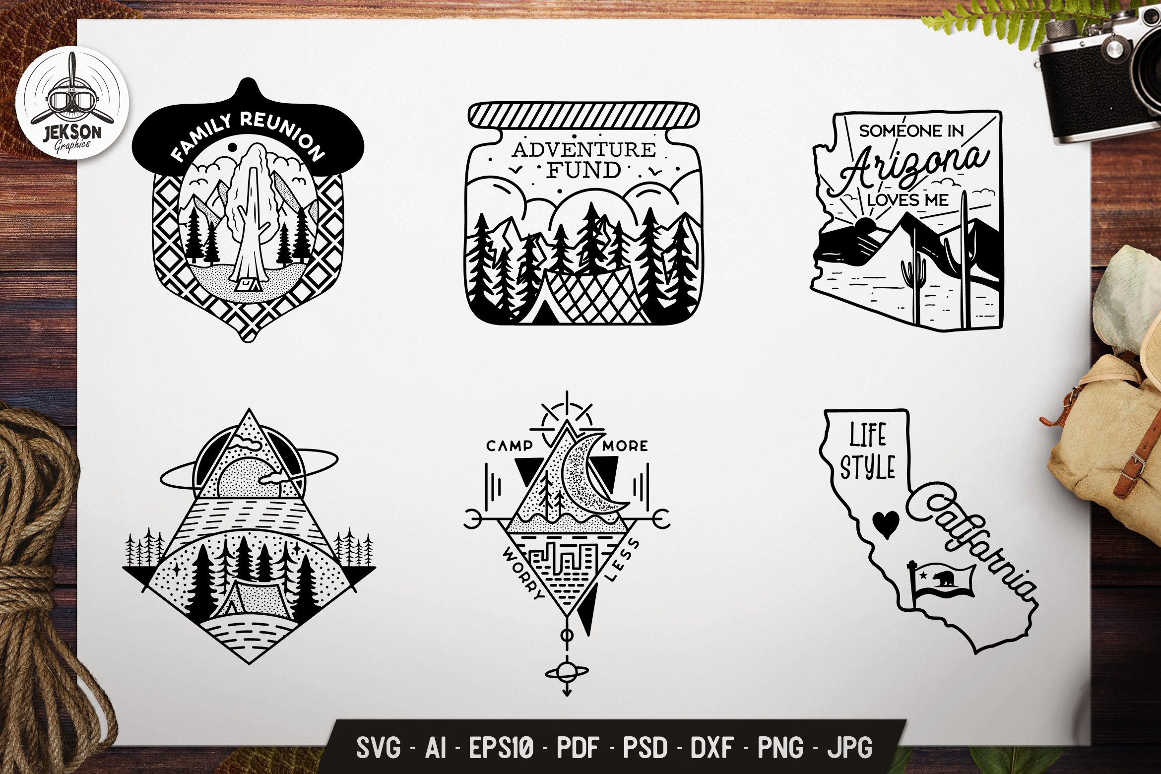 Camping SVG Bundle 6 Camping Quotes Travel Signs SVG Cuts