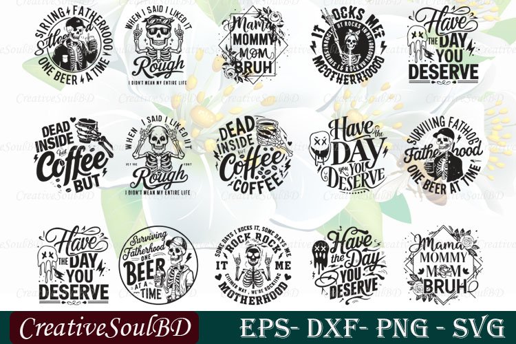 Snarky Skulls SVG Bundle Cut File, Funny Skeleton Svg