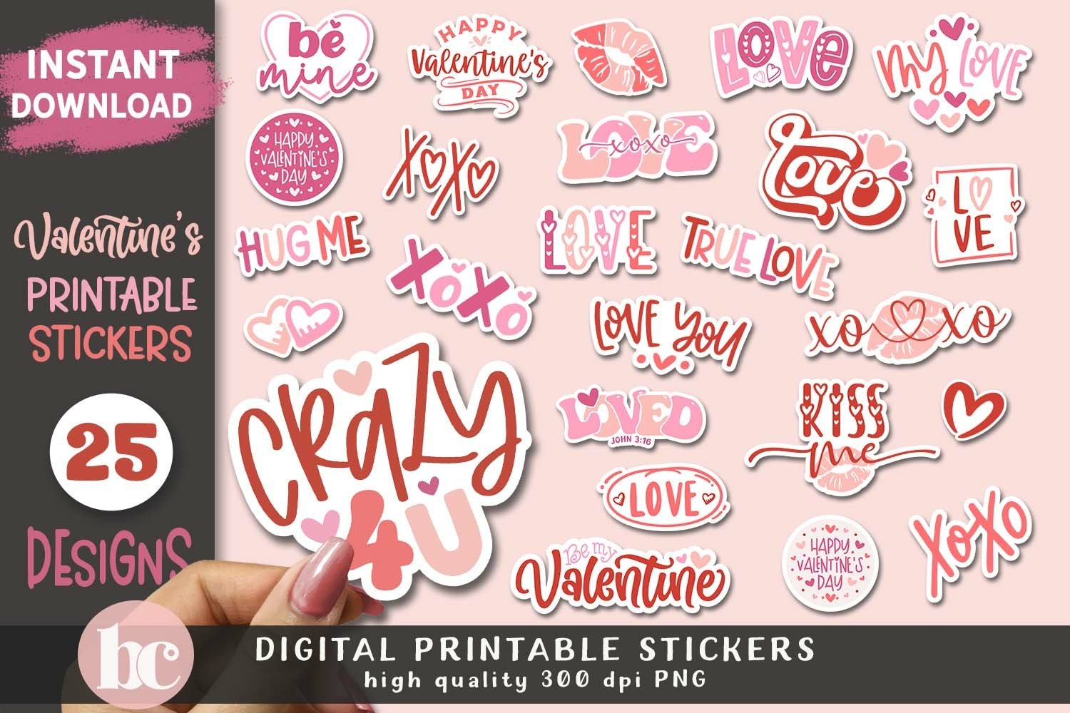 Valentines Day Stickers Pack | Valentine Stickers Bundle