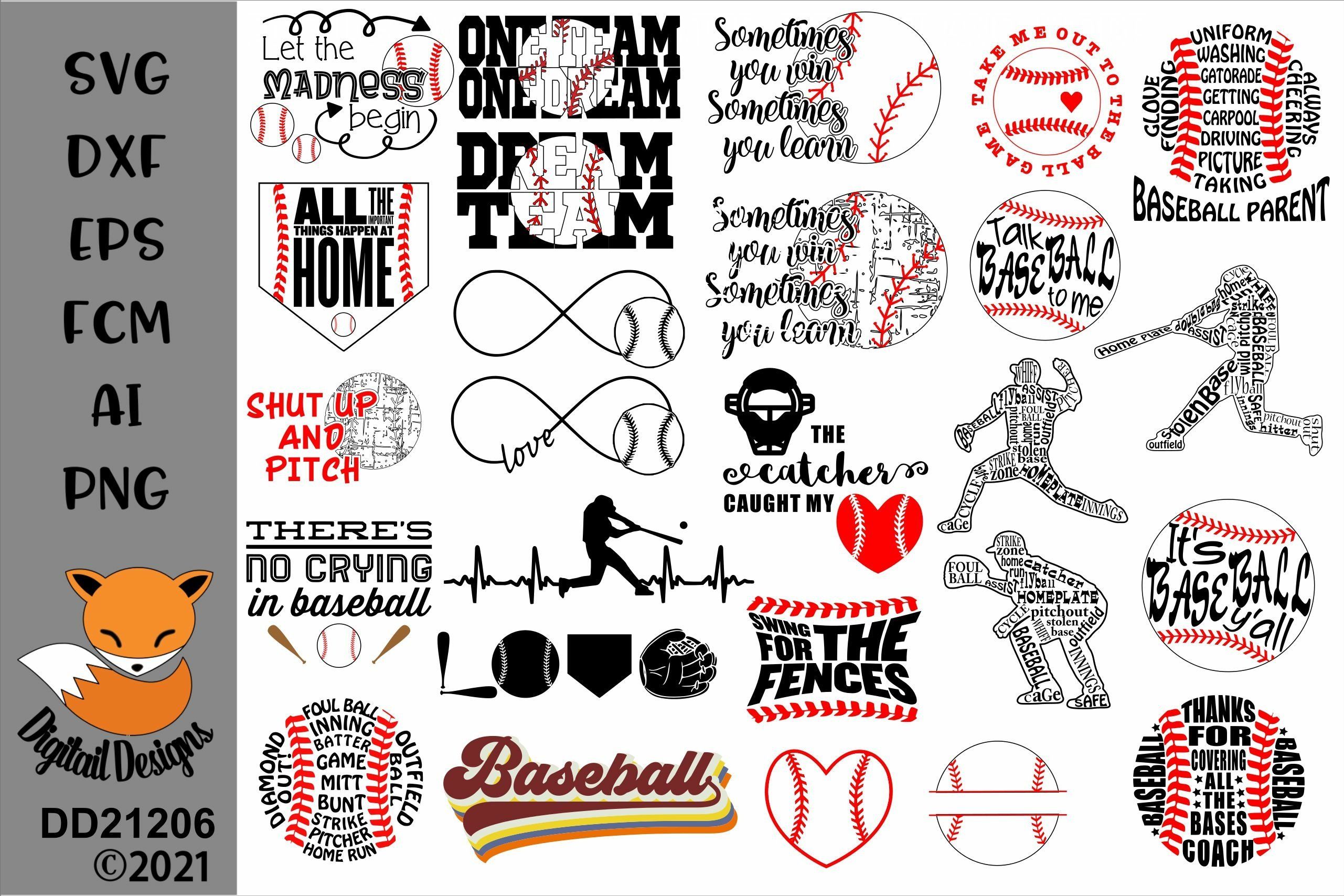 Baseball Bundle 24 SVG for Silhouette, Cricut, Scan N Cut