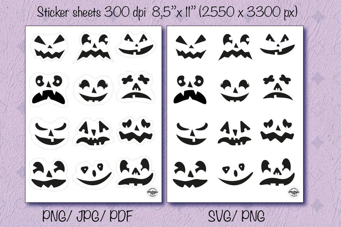 Halloween stickers PNG. Sticker Pack PNG. Faces stickers svg 2