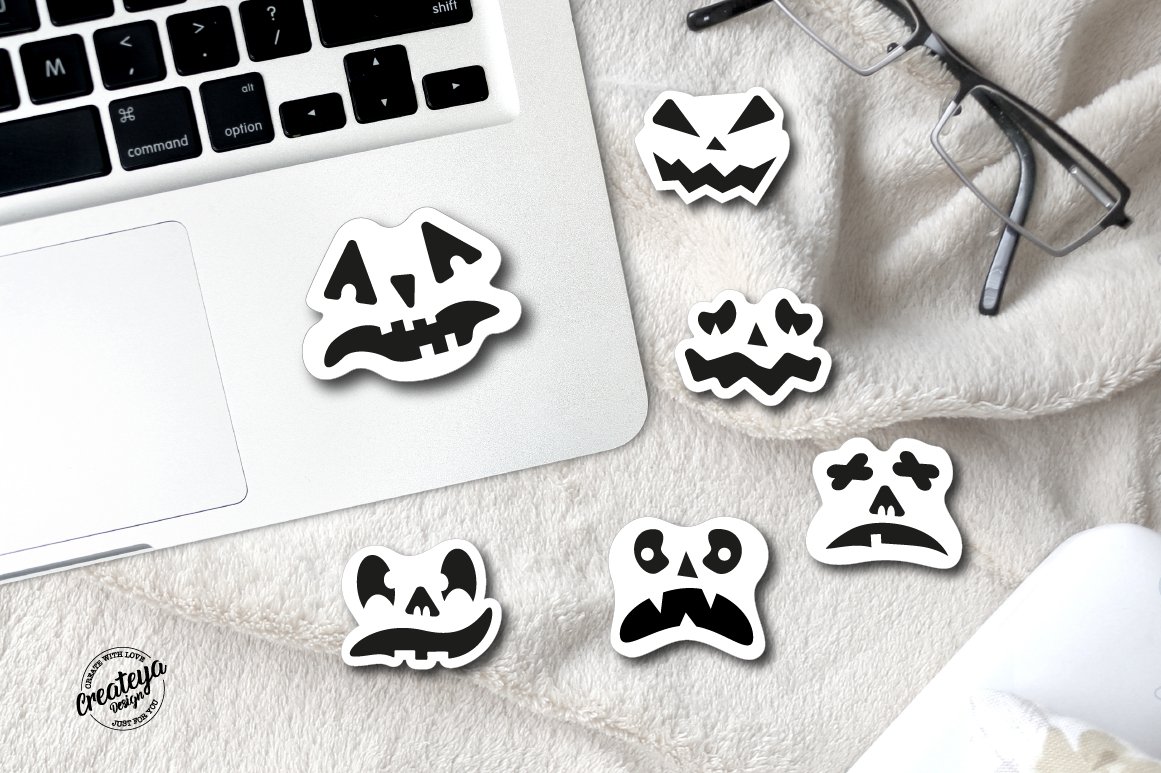 Halloween stickers PNG. Sticker Pack PNG. Faces stickers svg 3