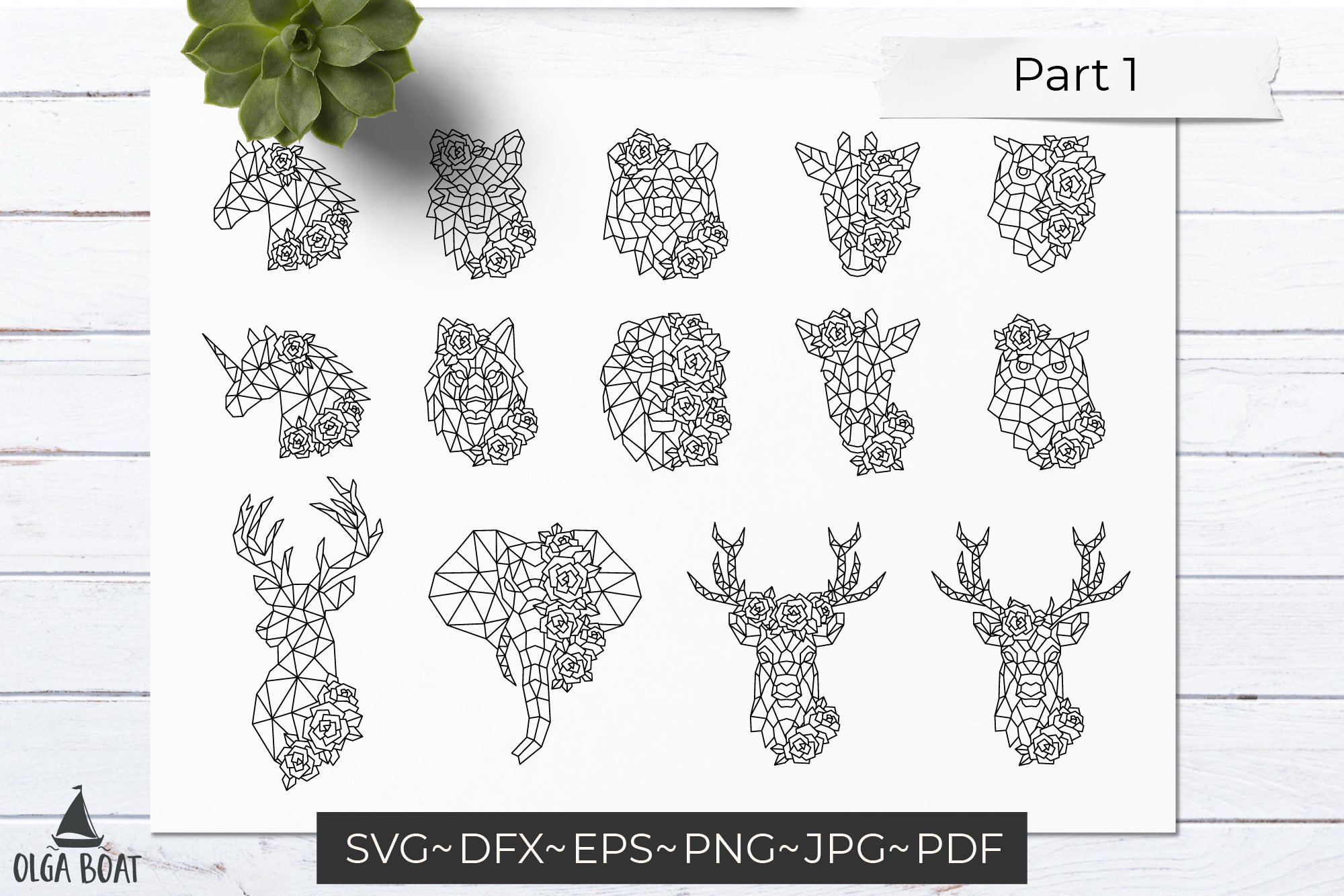 Boho illustration Floral Animal | Boho Bundle svg 2