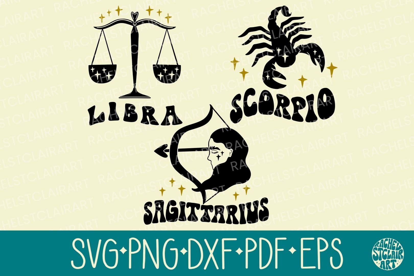 Groovy Retro Zodiac Sign SVG Bundle, Horoscope, Astrology 3
