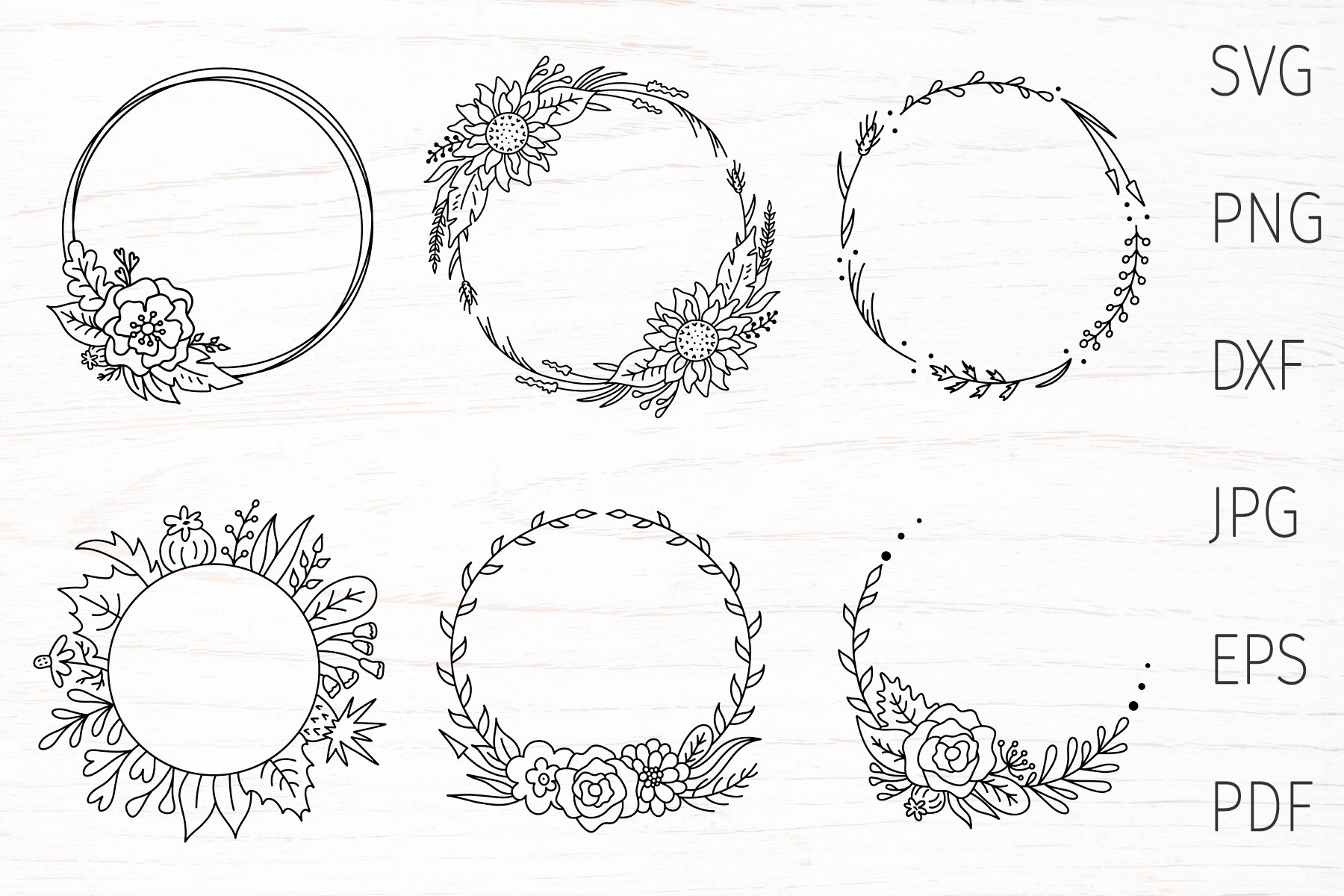 Floral Wreath frame SVG bundle, Floral Monogram, flower svg