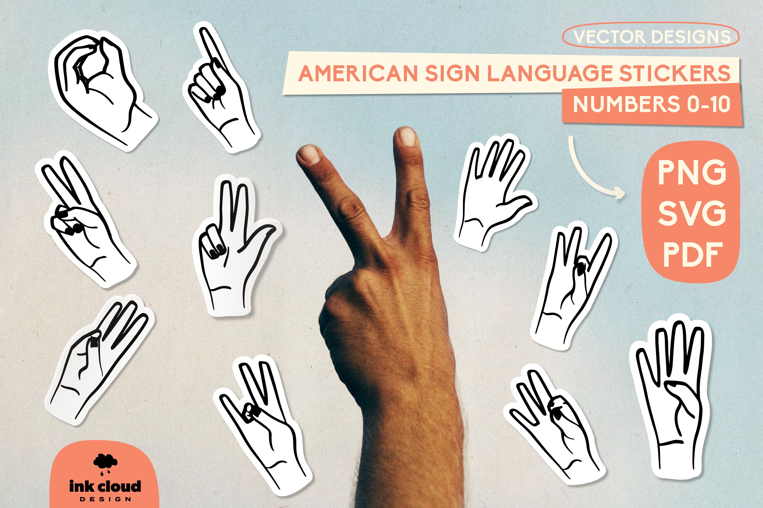 ASL SVG Sticker Bundle American Sign Language Numbers Cricut