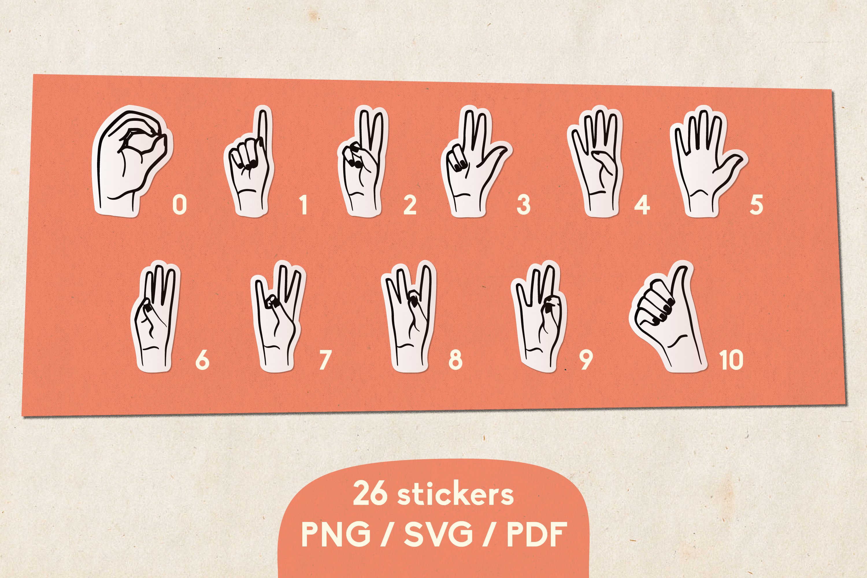 ASL SVG Sticker Bundle American Sign Language Numbers Cricut 2