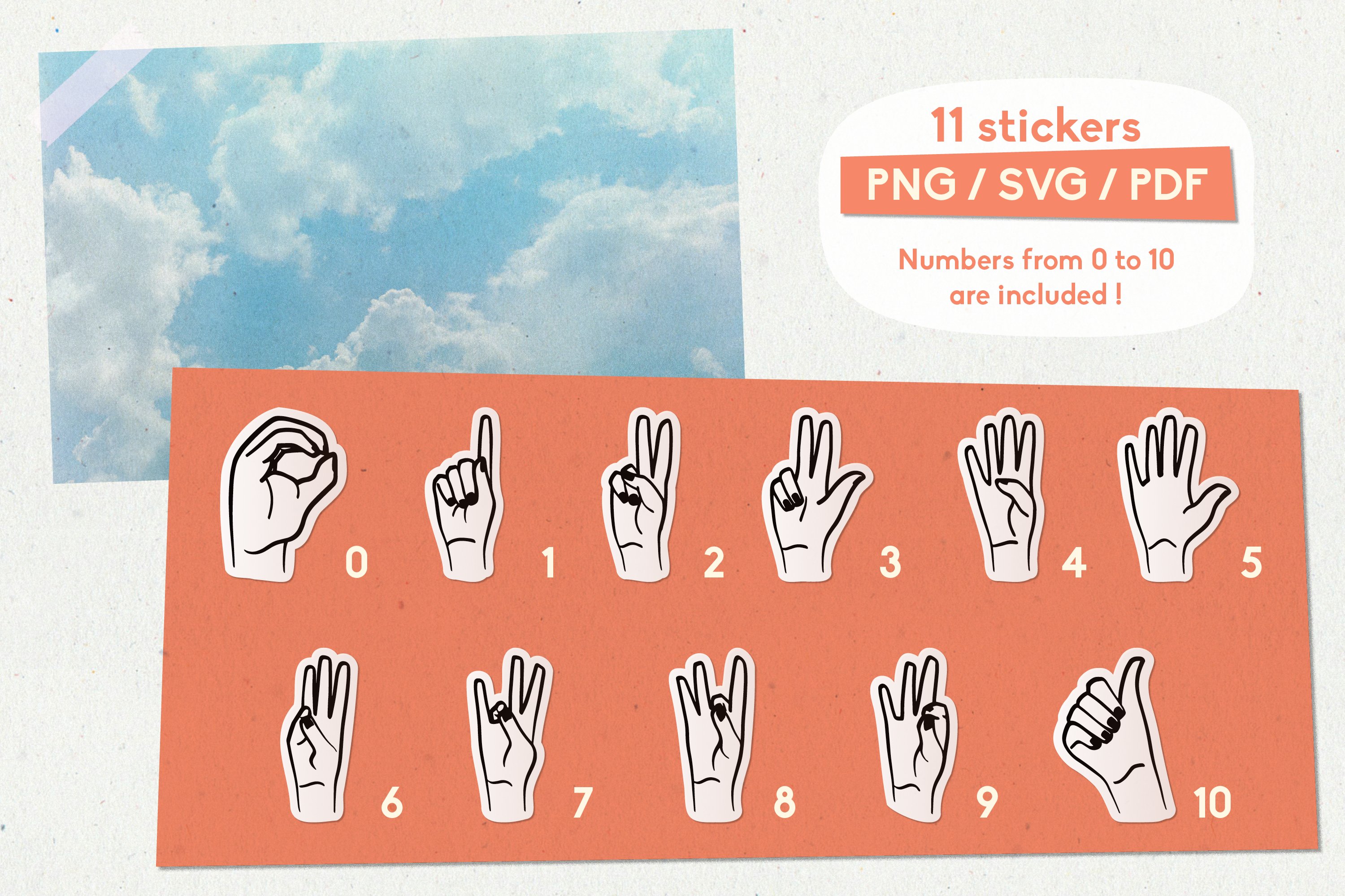 ASL SVG Sticker Bundle American Sign Language Numbers Cricut 3