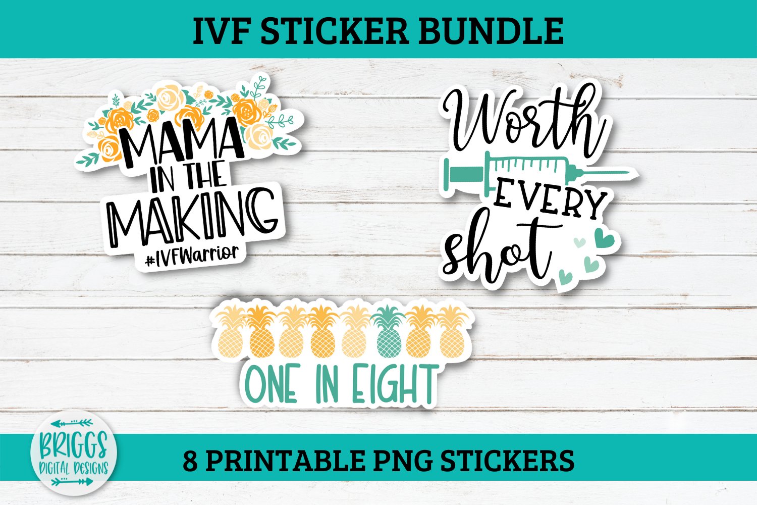 IVF   Infertility Printable Sticker Bundle | 8 png stickers 2