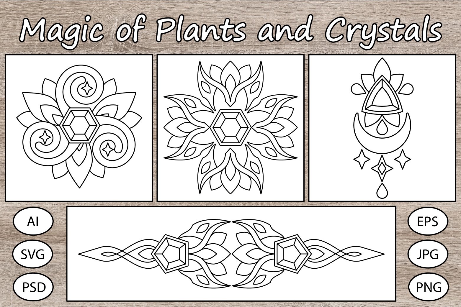 Creative Templates: Magic of Plants and Crystals
