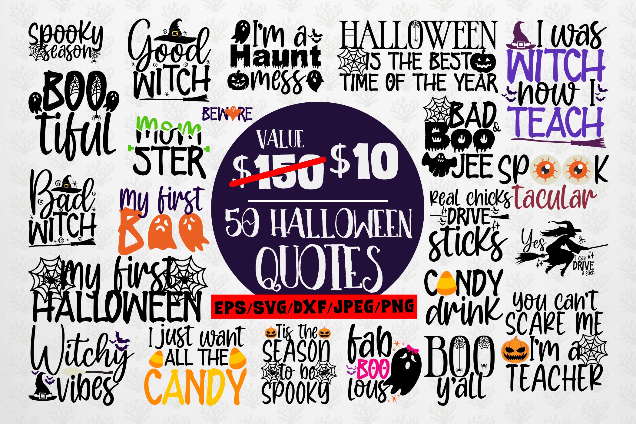 Big Halloween SVG Bundle - 50 Designs Cut Files
