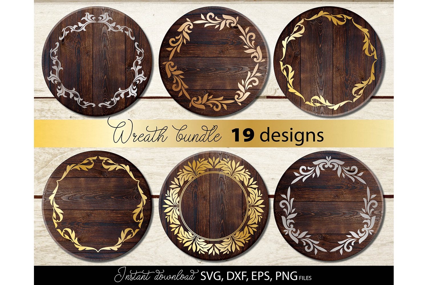 Wreath Bundle | Monogram Frame Bundle | Floral Circle Frame