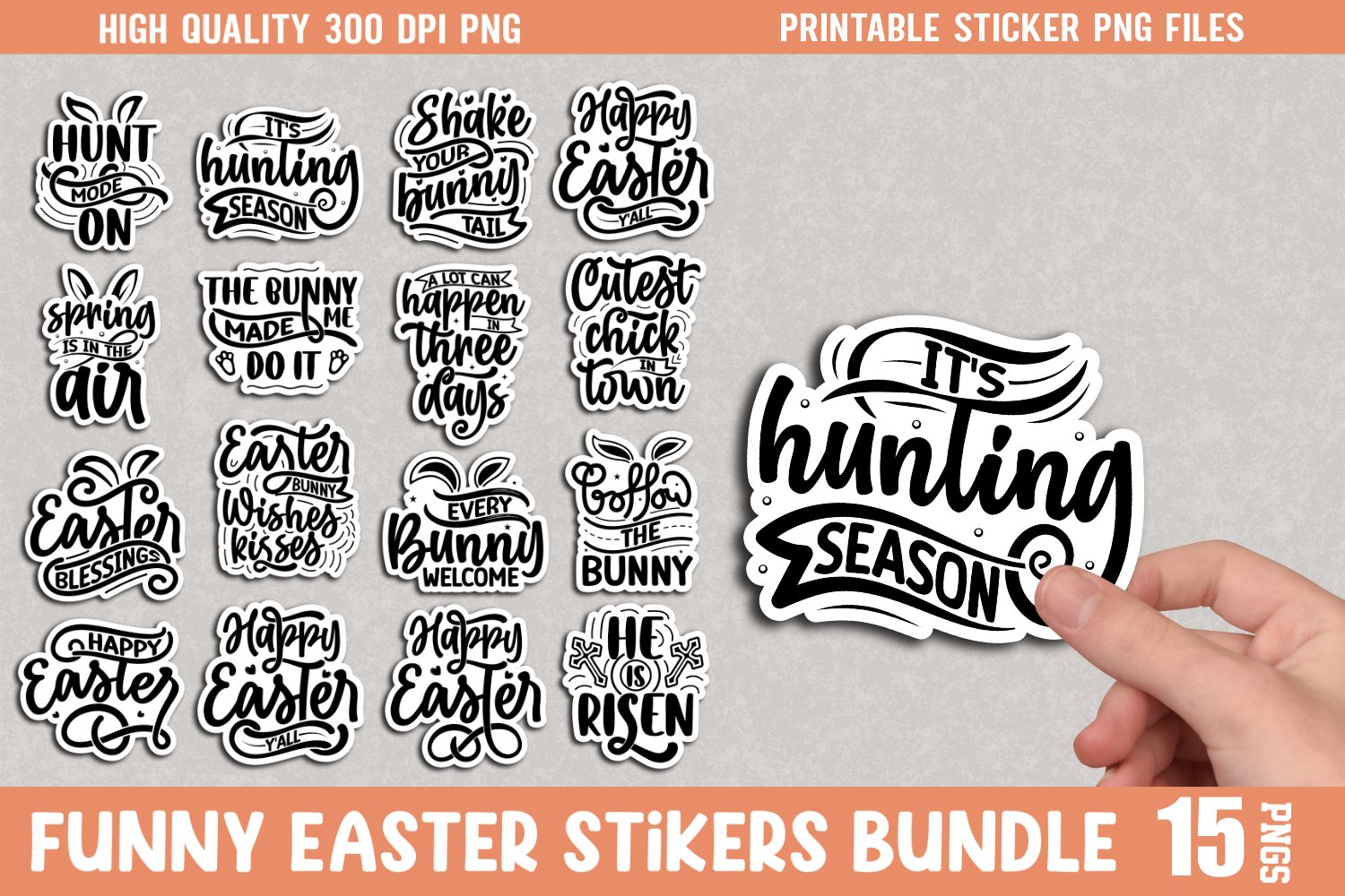 Funny Easter Sticker Bundle, Easter Sticker Bundle