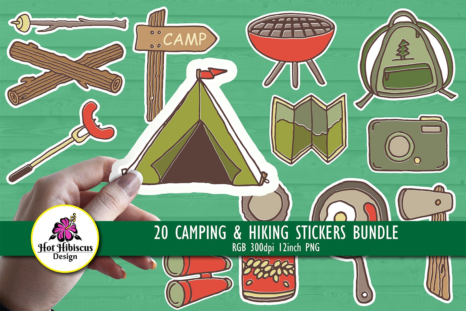 Camping Planner Stickers Bundle, Printable Camping Stickers