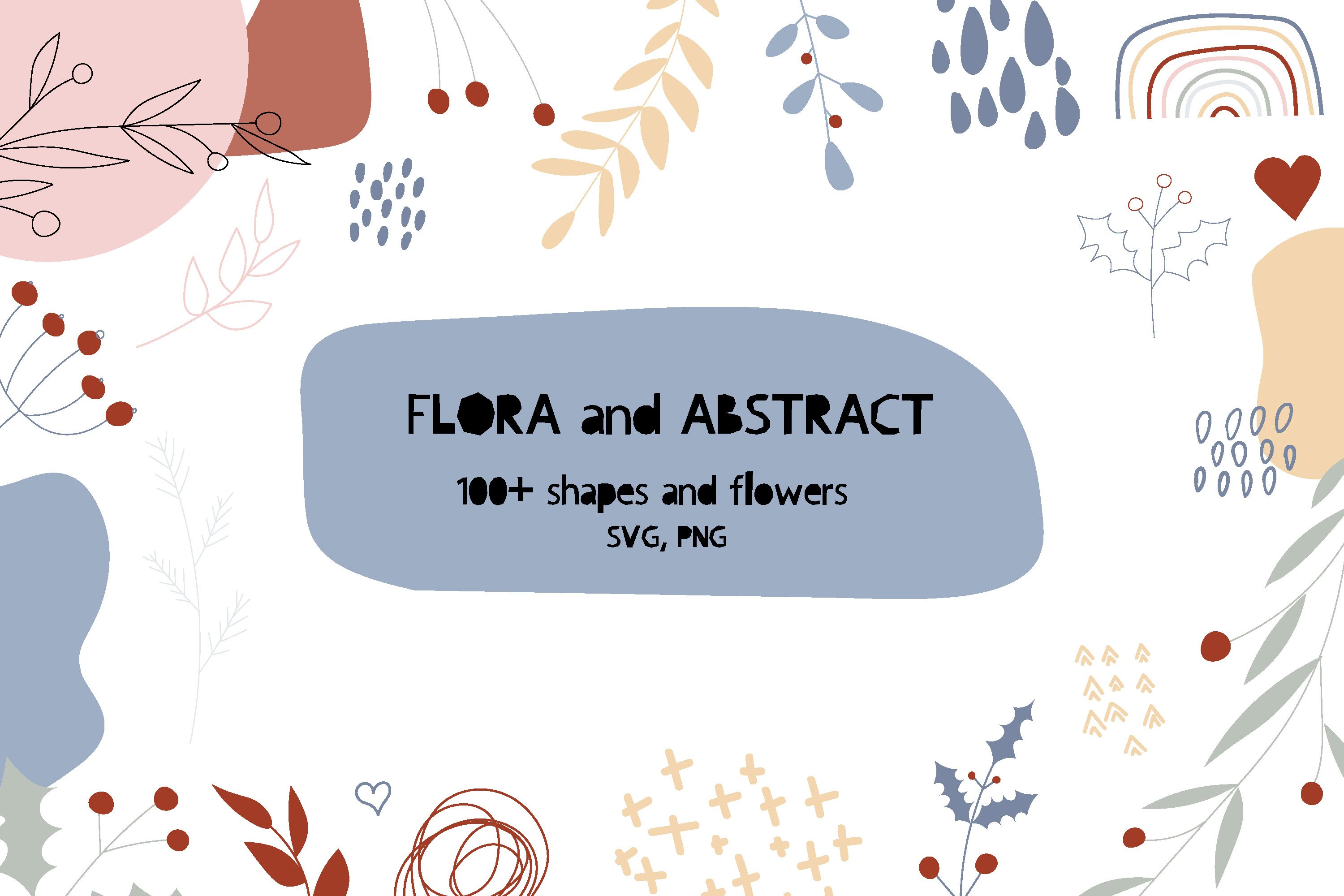 Flora and Abstract Shapes SVG and PNG Cut