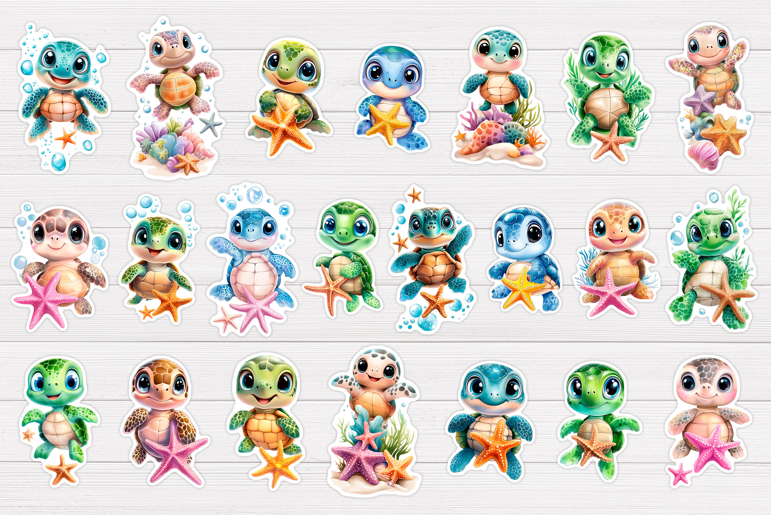 Cute Turtle Sticker Bundle. Sea Turtle Sticker Printable 2