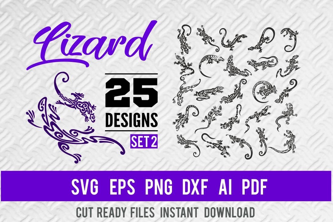 Lizard SVG Bundle Set 2, Gecko SVG, Lizard Clipart 25 Design