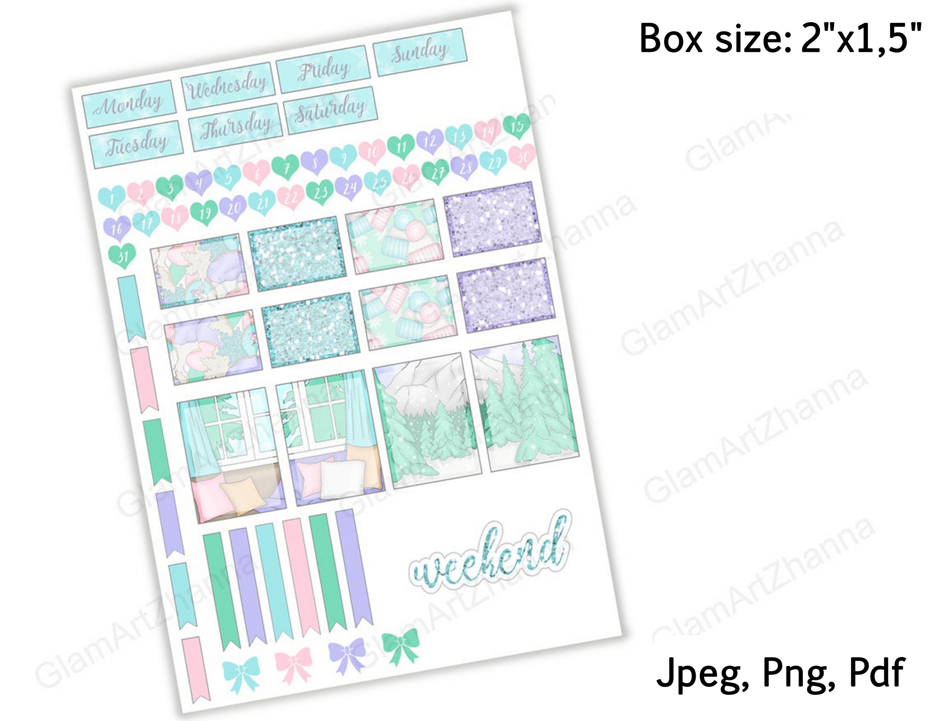 Cozy Winter Sweet Printable Stickers Box Size 2"x1,5" 3