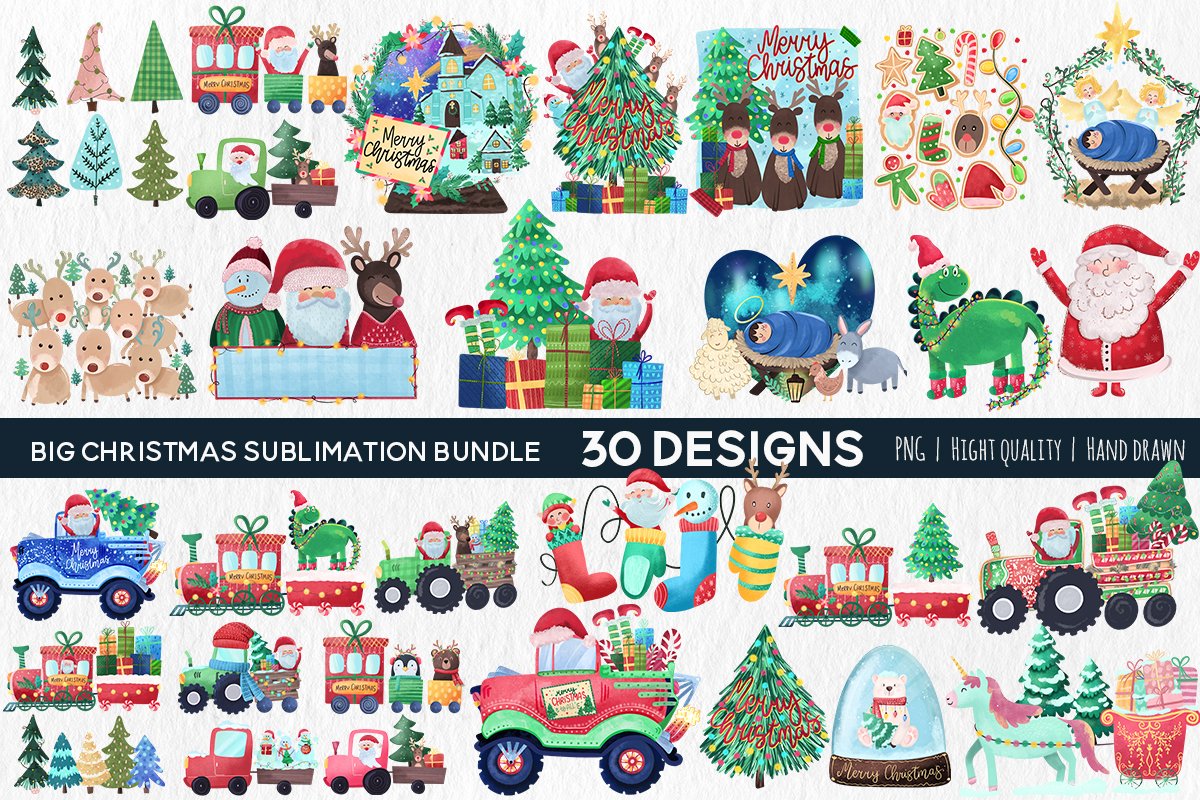 Christmas Sublimation Bundle | 30 PNG Designs