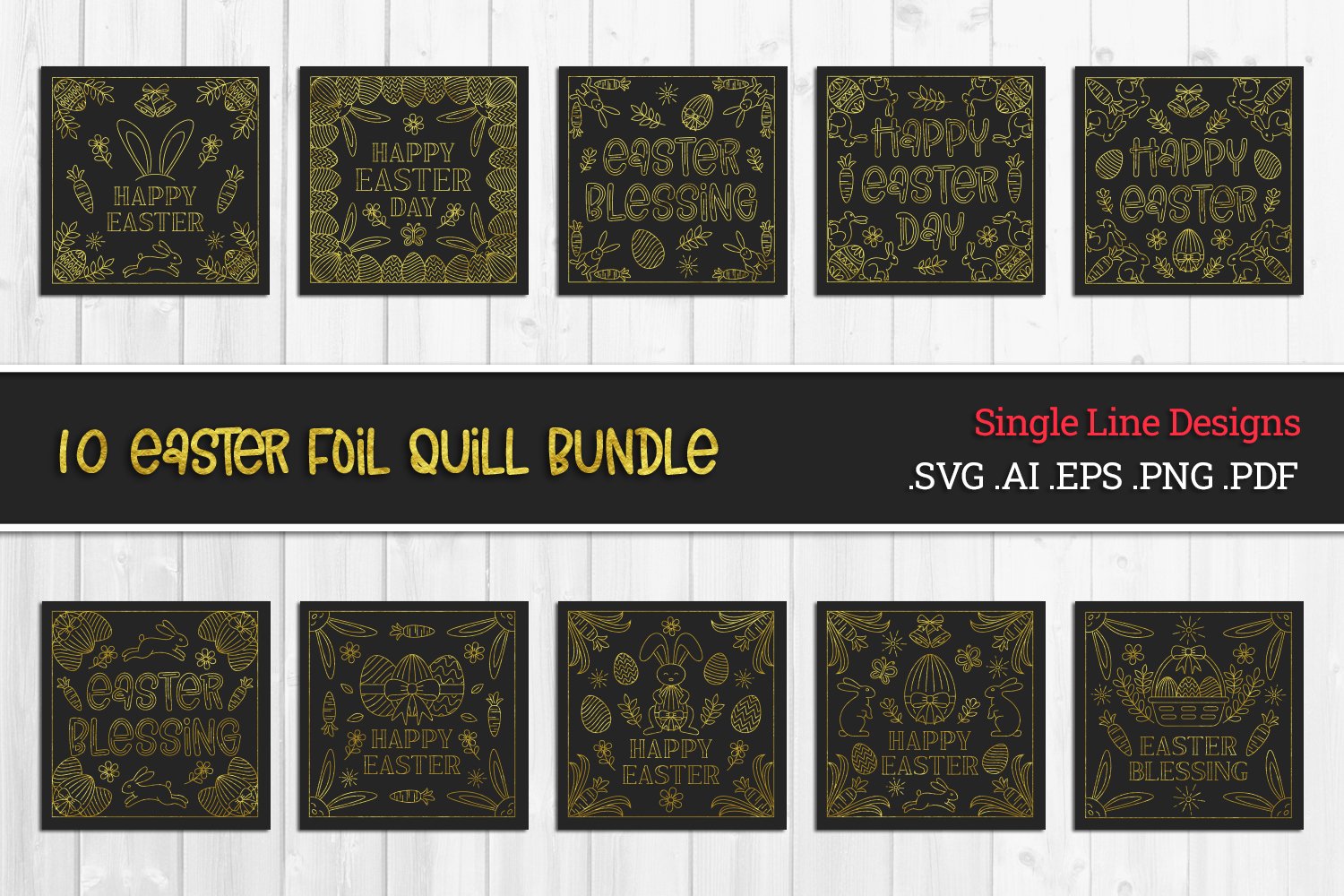 Single Line Design Easter Cards for Foil Quill BUNDLE