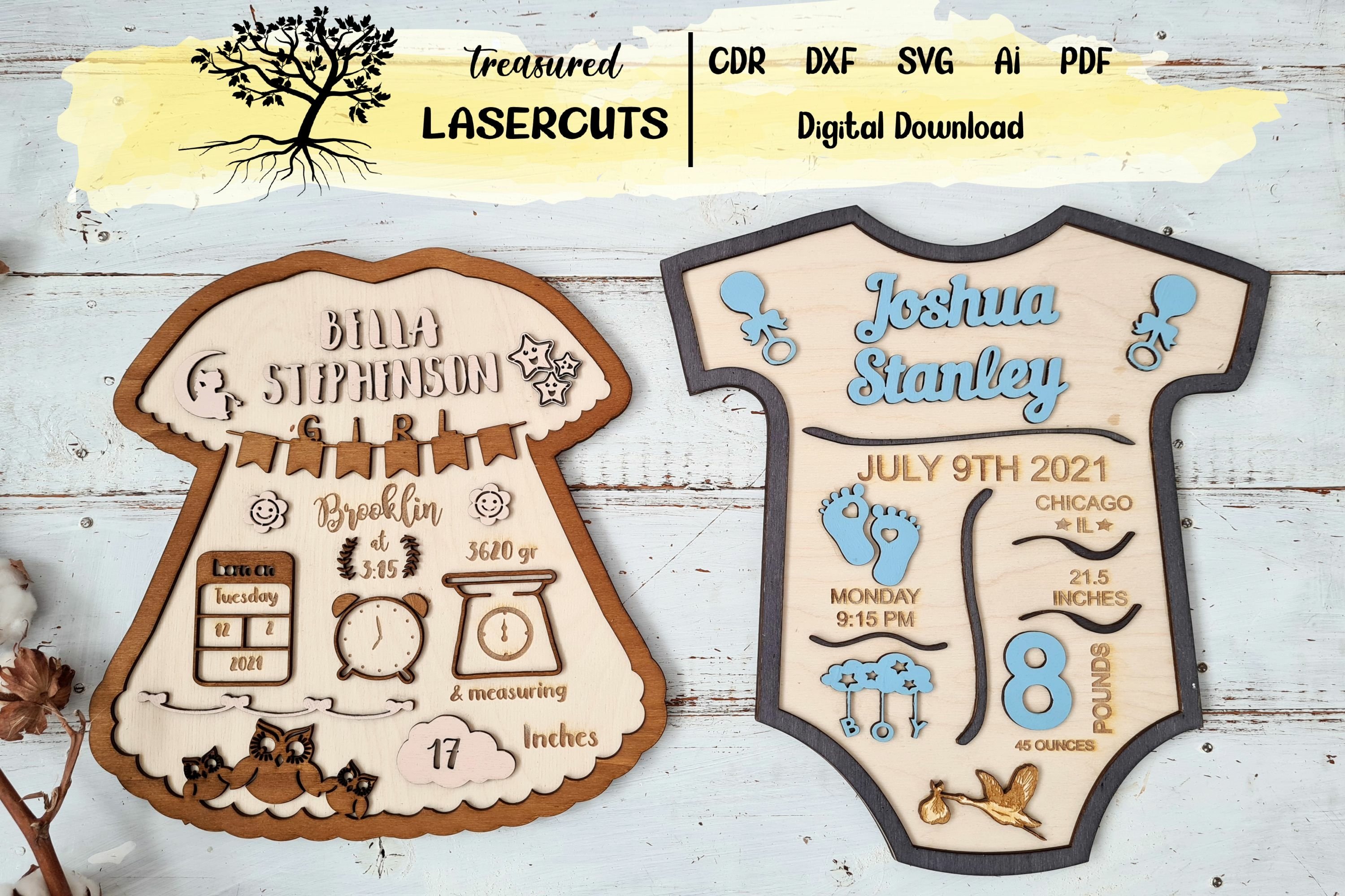 Baby Announcement Stats Birth Sign Bundle Photo Prop