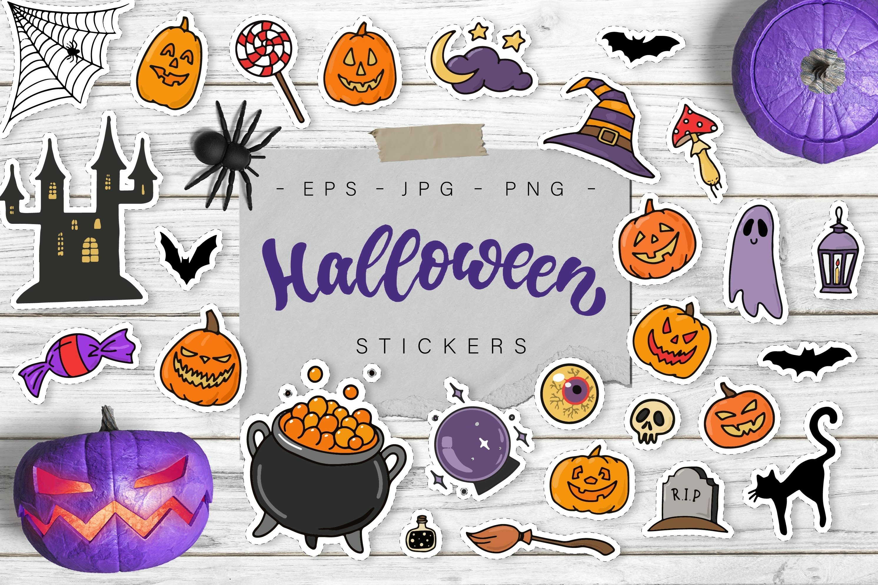 29 HALLOWEEN STICKERS CLIPART EPS / PNG / JPG