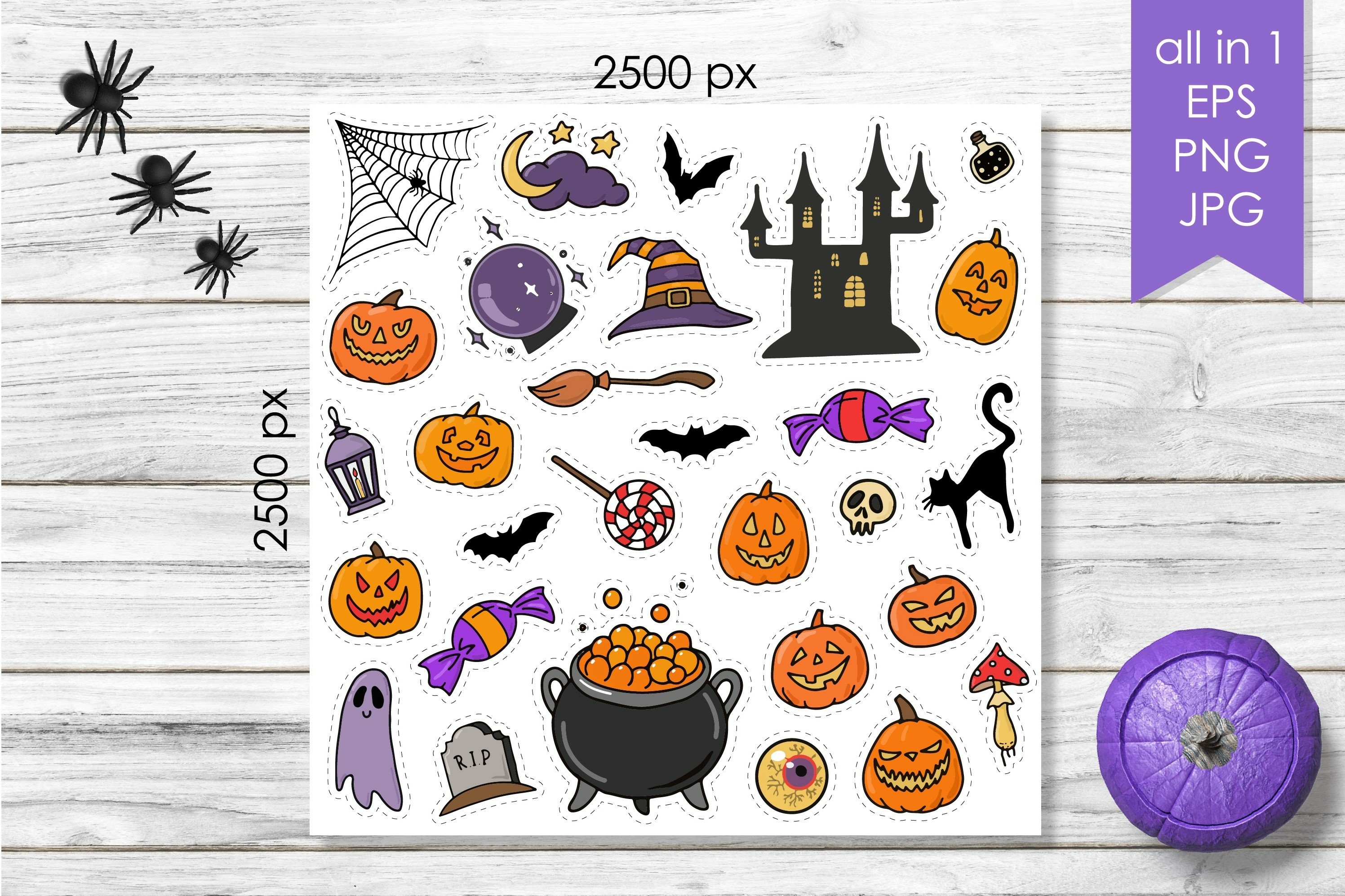 29 HALLOWEEN STICKERS   CLIPART EPS / PNG / JPG 2