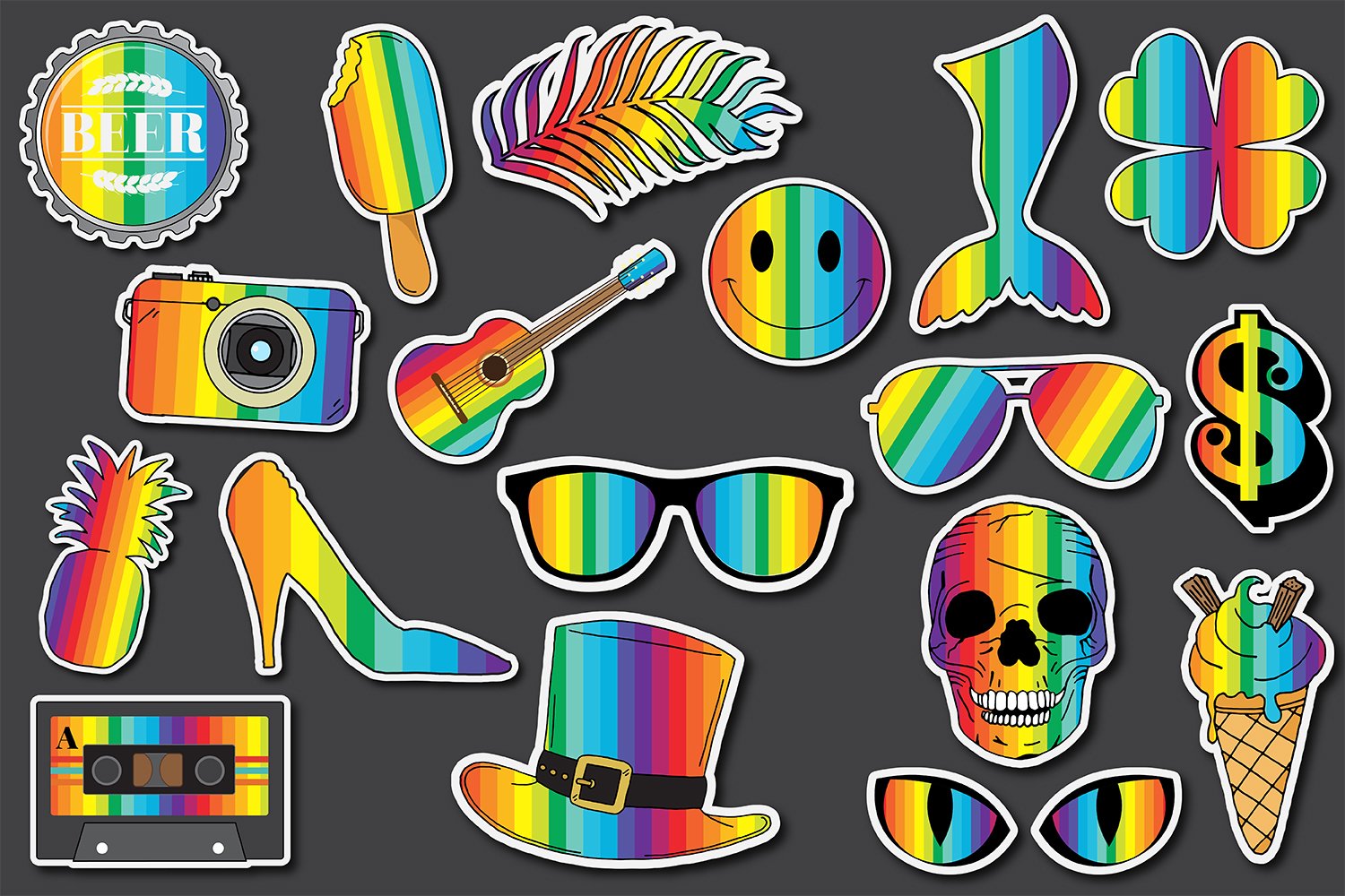 Gay Pride LGBTQ Printable Rainbow Stickers Pack 2