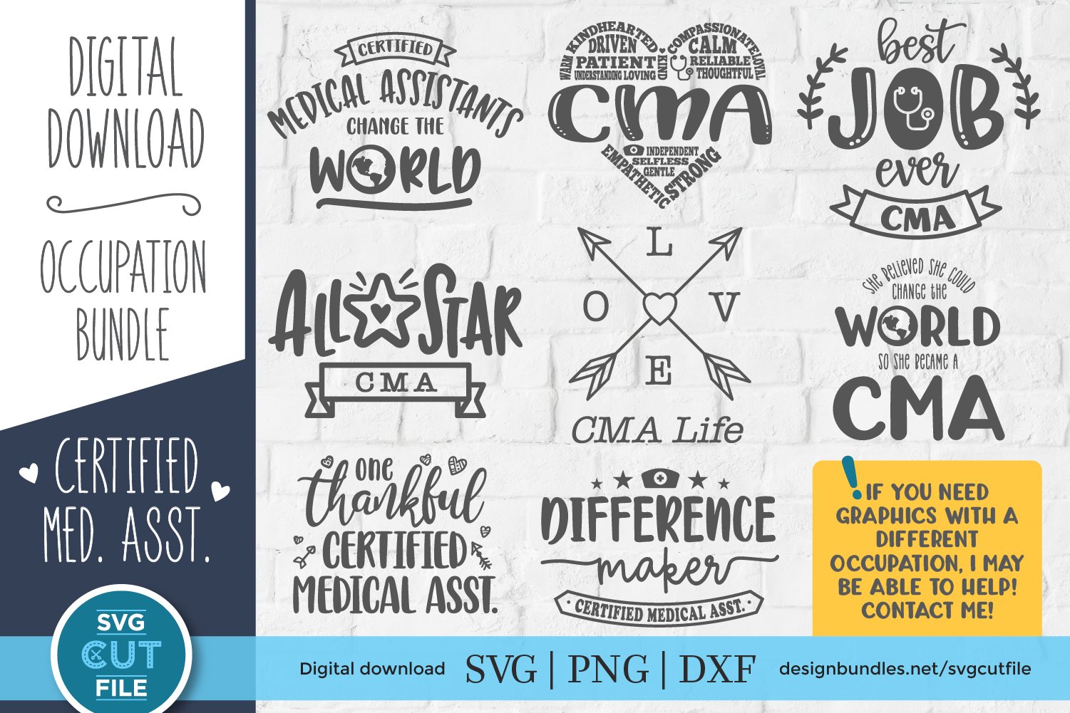 CMA svg bundle set, a Certified Medical Assistant svg bundle