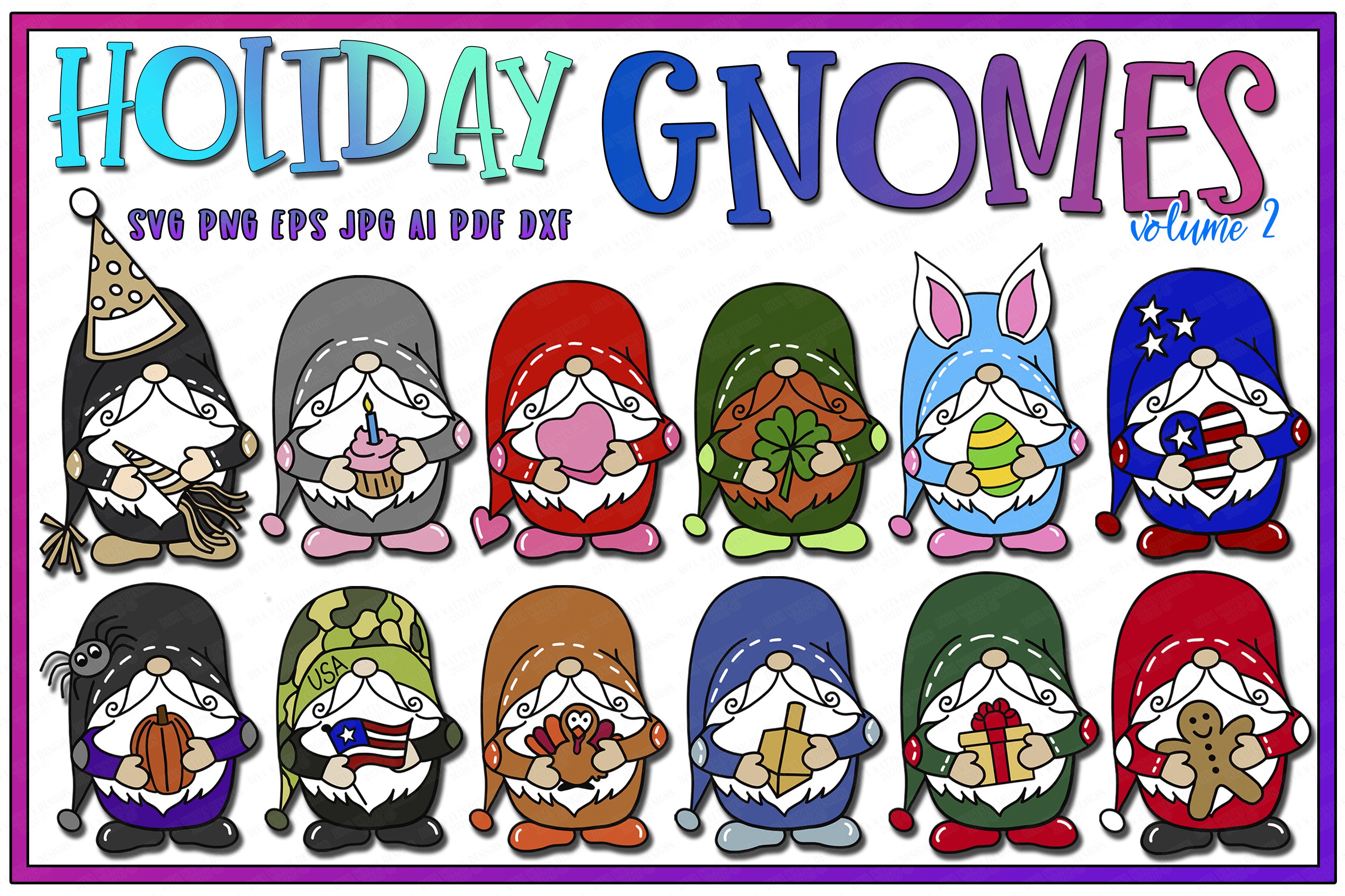 Holiday Gnomes Collection - 12 Gnomes - SVG EPS PNG - Gnome 2