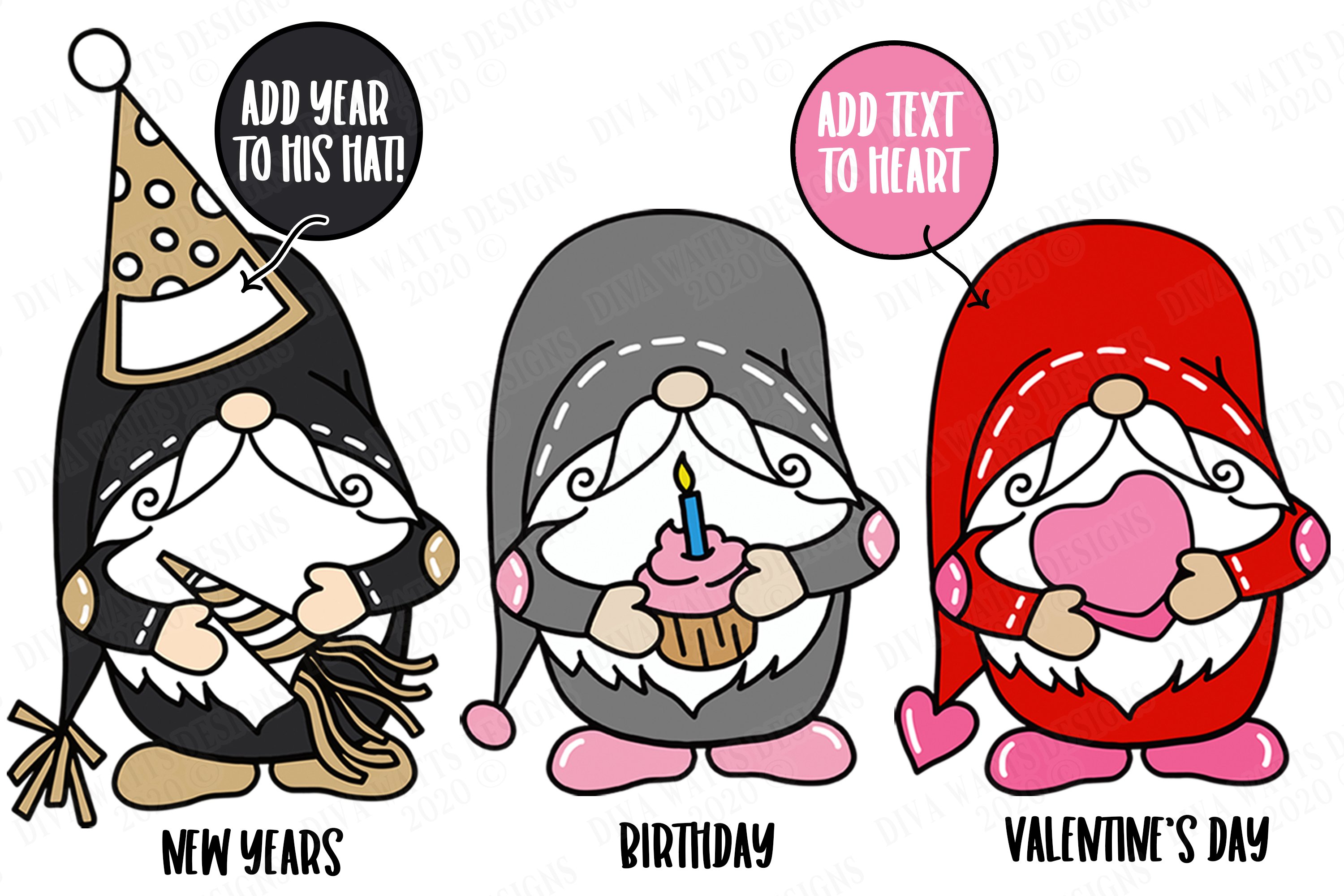 Holiday Gnomes Collection - 12 Gnomes - SVG EPS PNG - Gnome 3