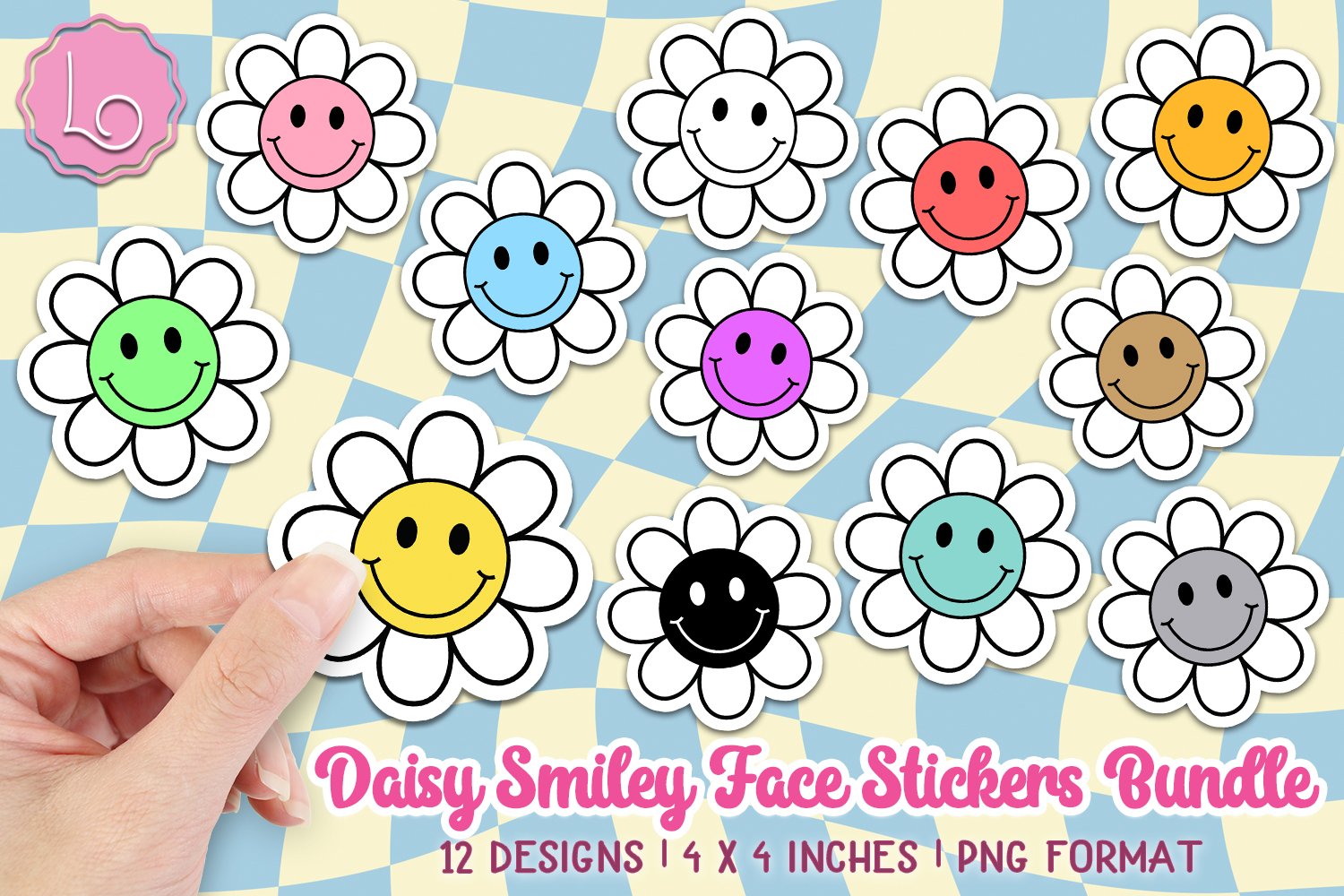 Daisy Smiley Face Stickers Bundle | 12 Designs