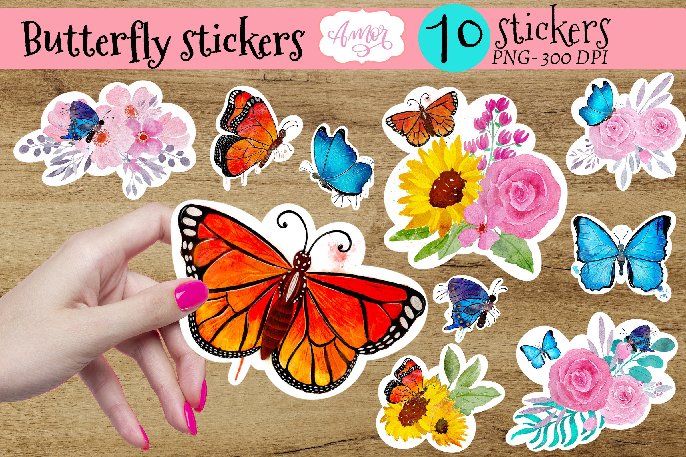 Butterfly printable stickers for print then cut
