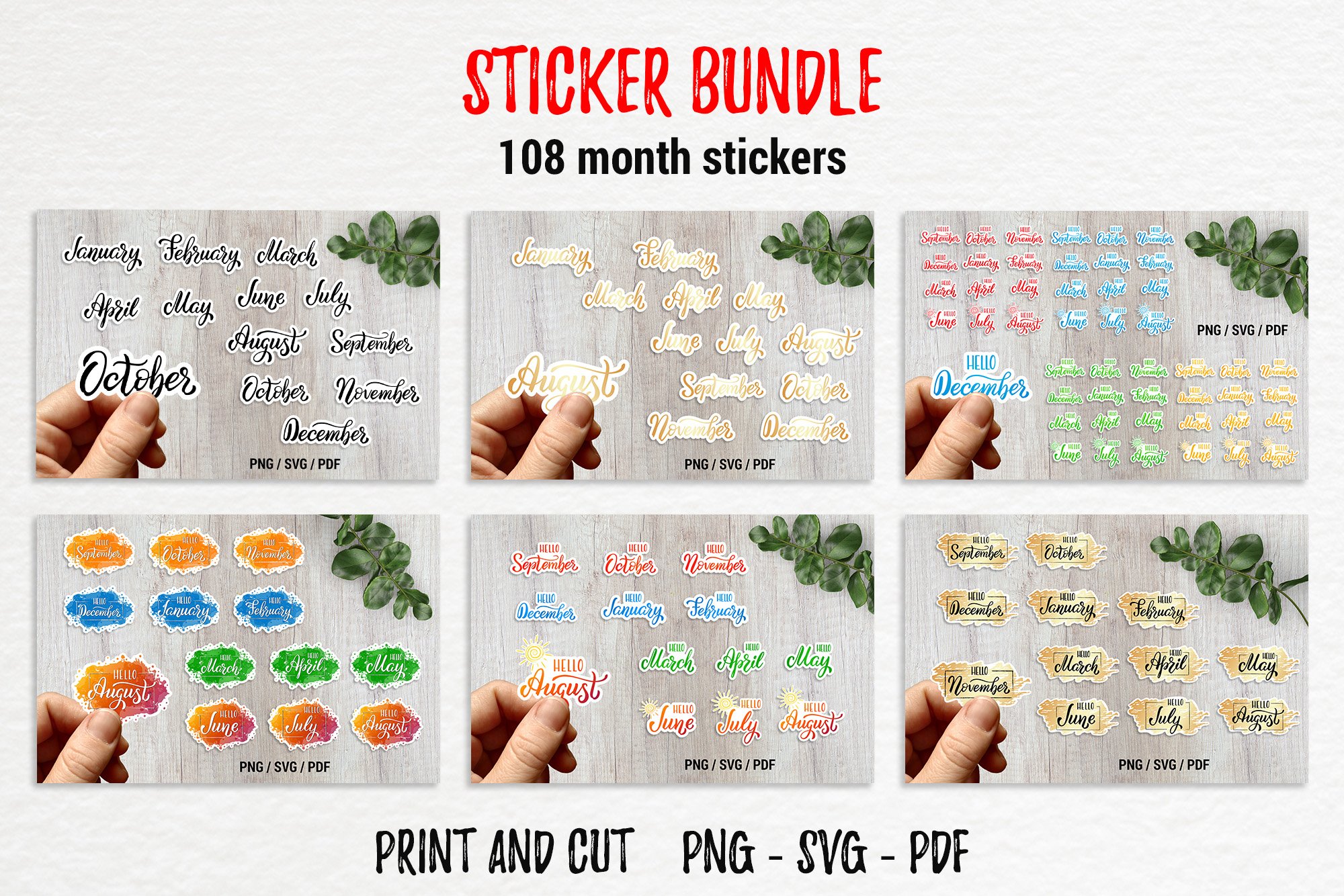 Planner stickers Bundle | 108 months print and cut stickers
