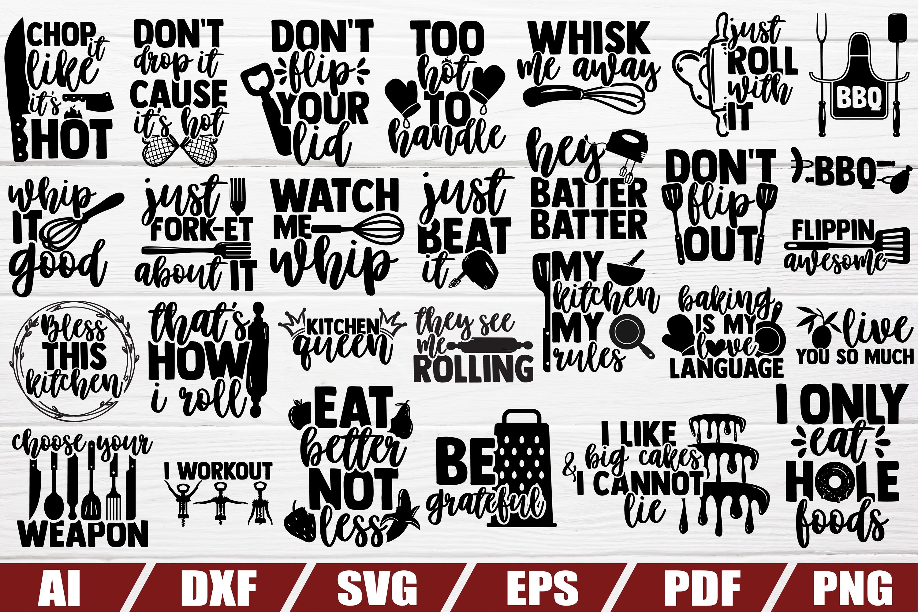 Kitchen bundle svg - 28 designs - cut file - dxf file - eps
