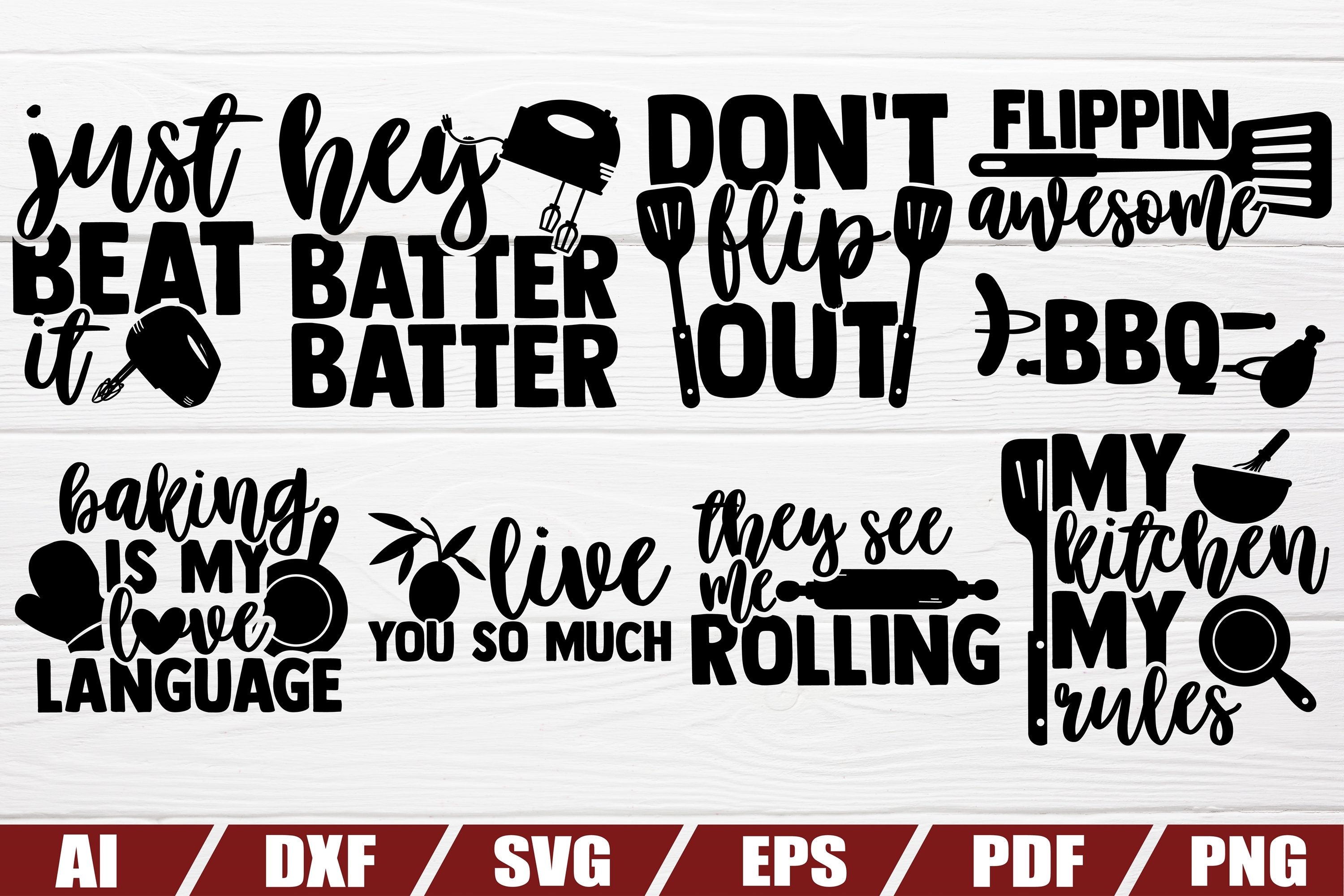 Kitchen bundle svg - 28 designs - cut file - dxf file - eps 2