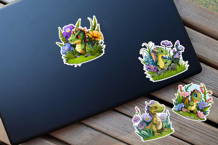 Sticker pack Cute baby dragons pdf psd Cartoon png 2