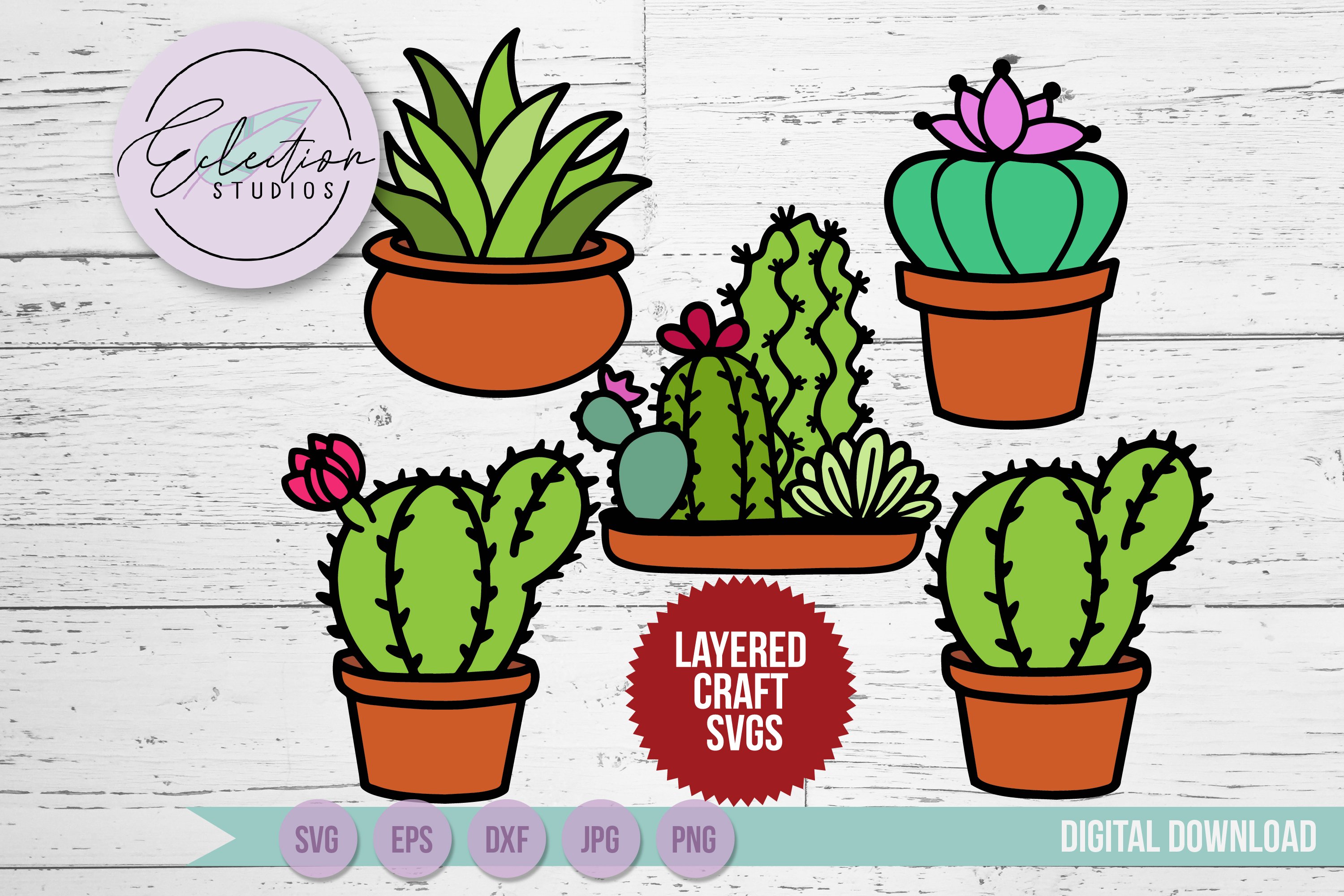 Hand Drawn Cacti Bundle 2