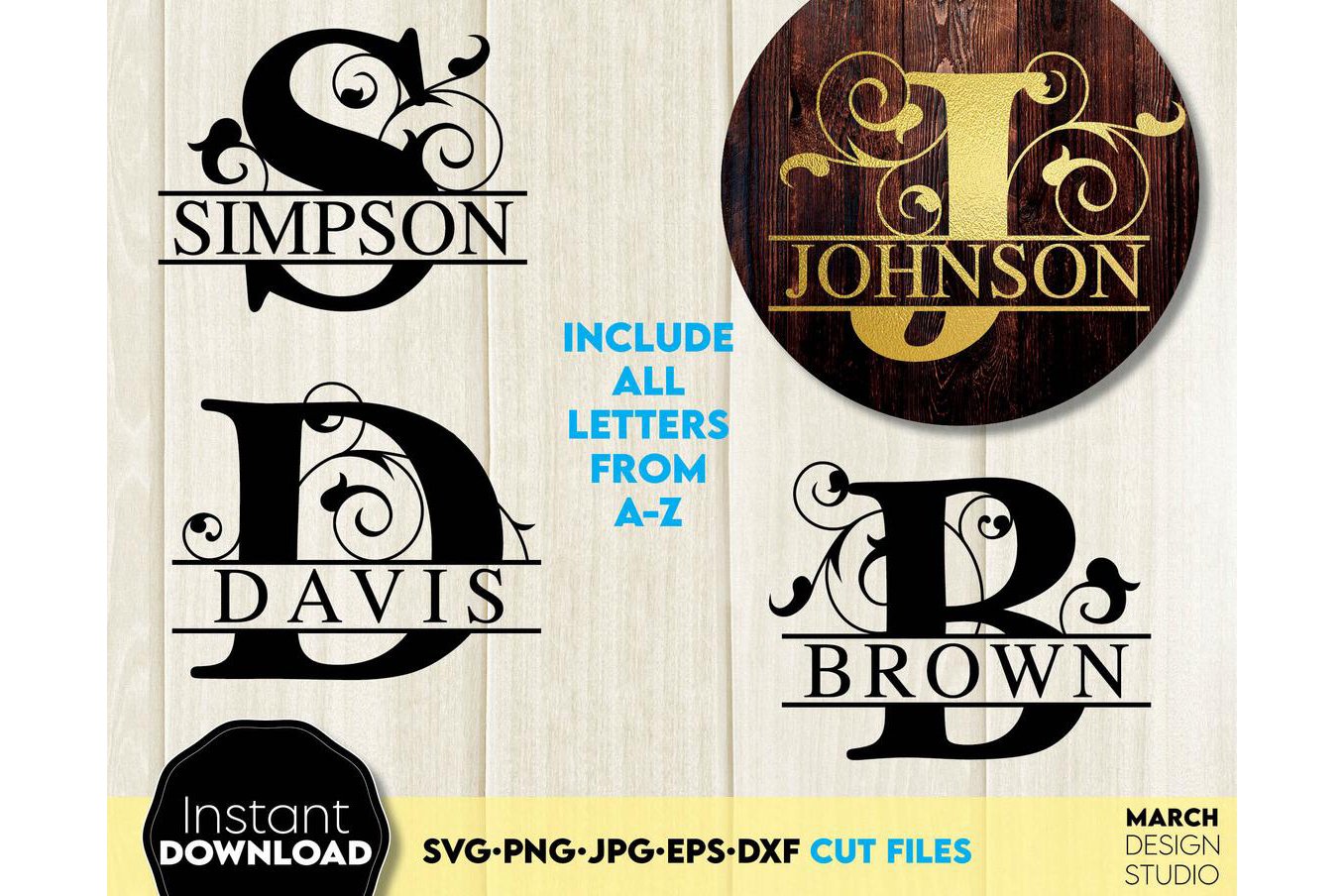 Monogram SVG, Split Monogram SVG, Monogram Letters SVG PNG