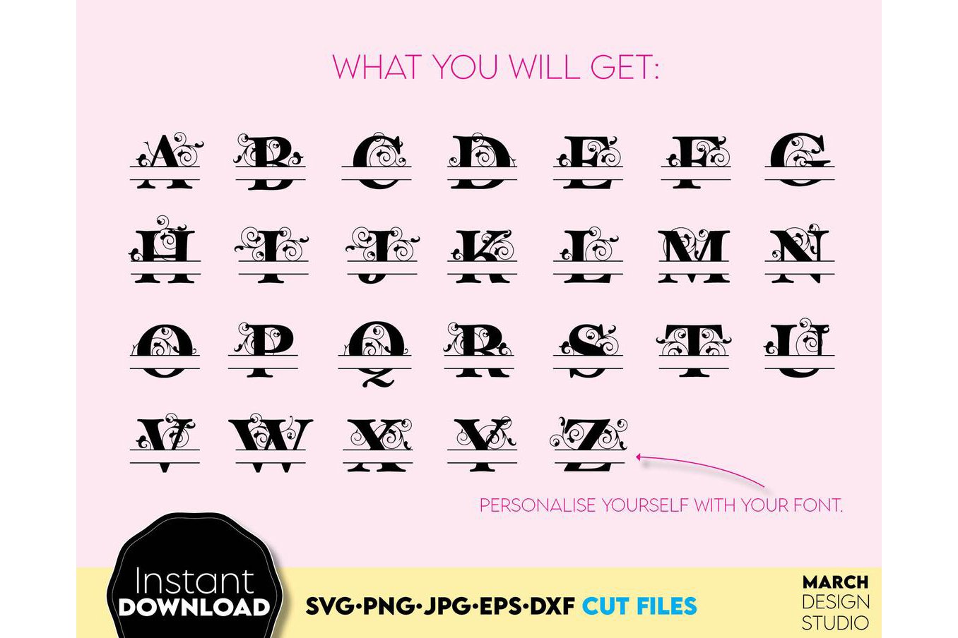 Monogram SVG, Split Monogram SVG, Monogram Letters SVG PNG 2