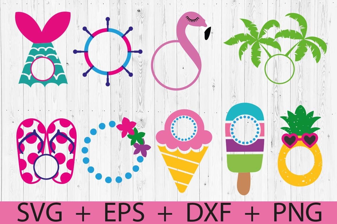Summer monograms frames svg cut files for crafters 2