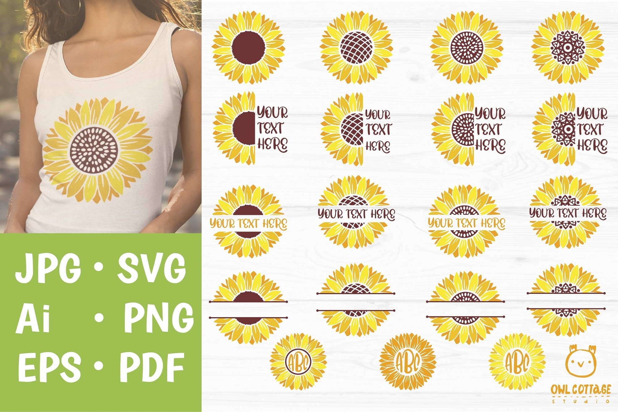 Sunflower Monograms svg, Sunflowers svg bundle