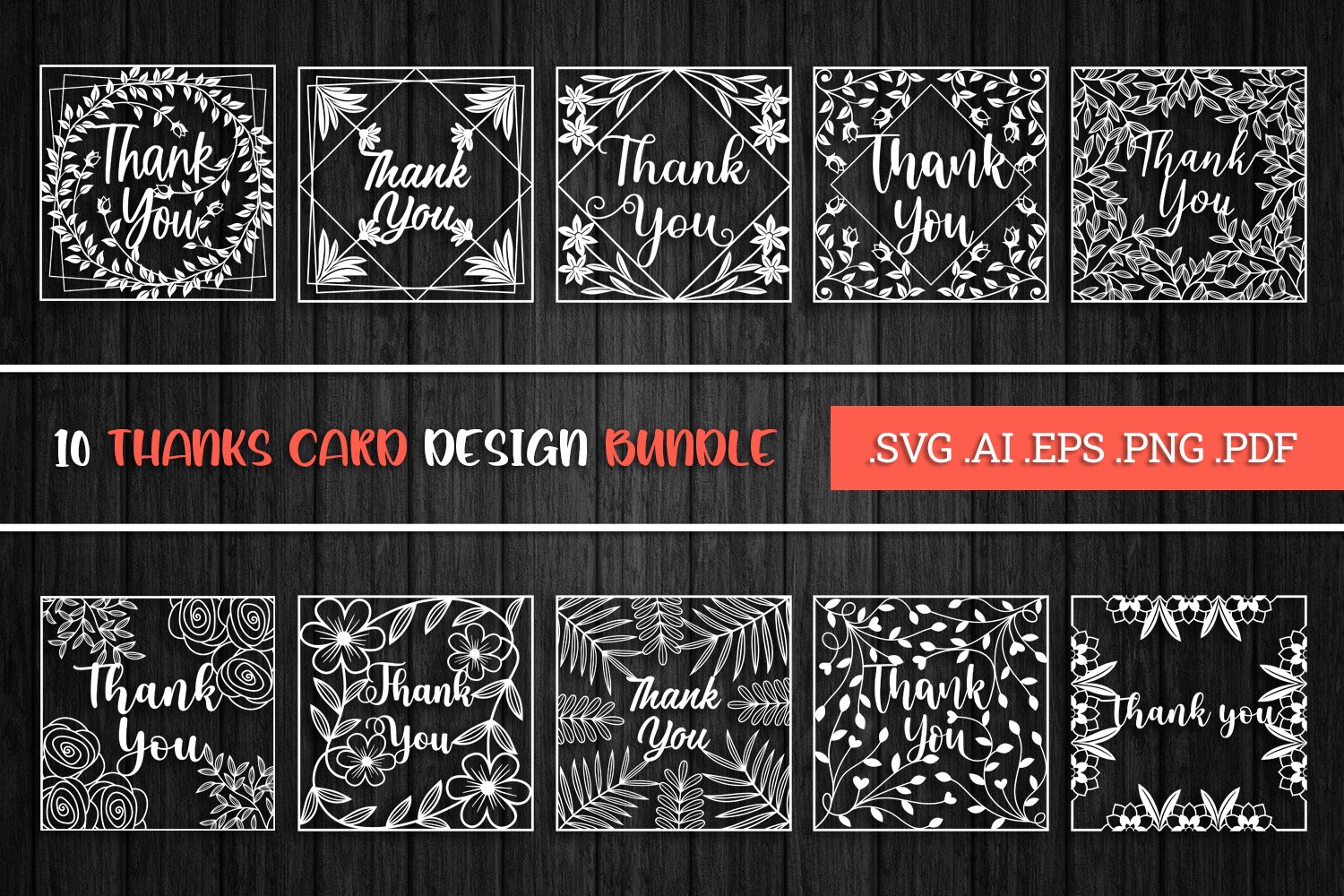 Thank You Cards SVG Bundle