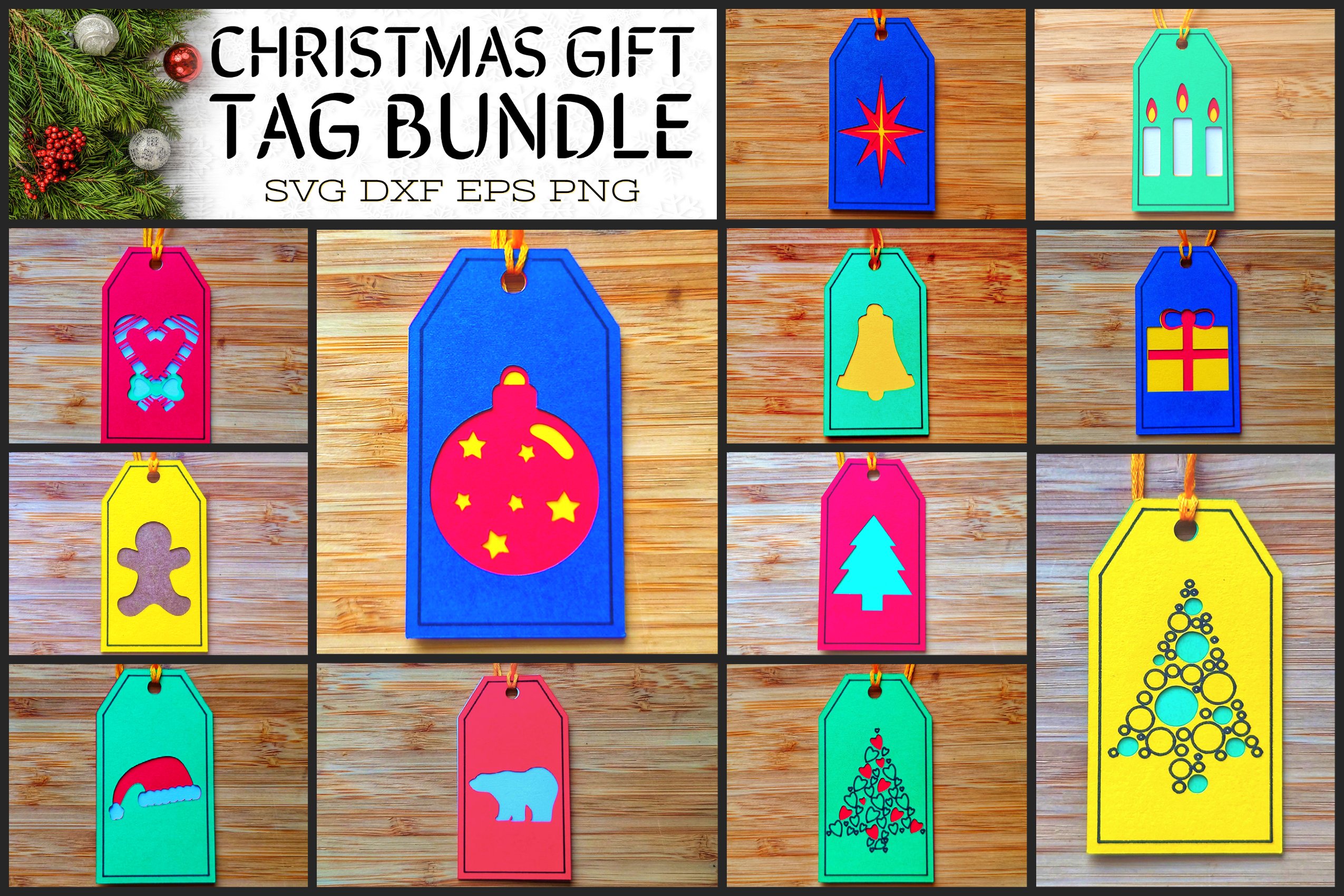 12 Christmas Cards   Gift Tags Bundle - SVG 2