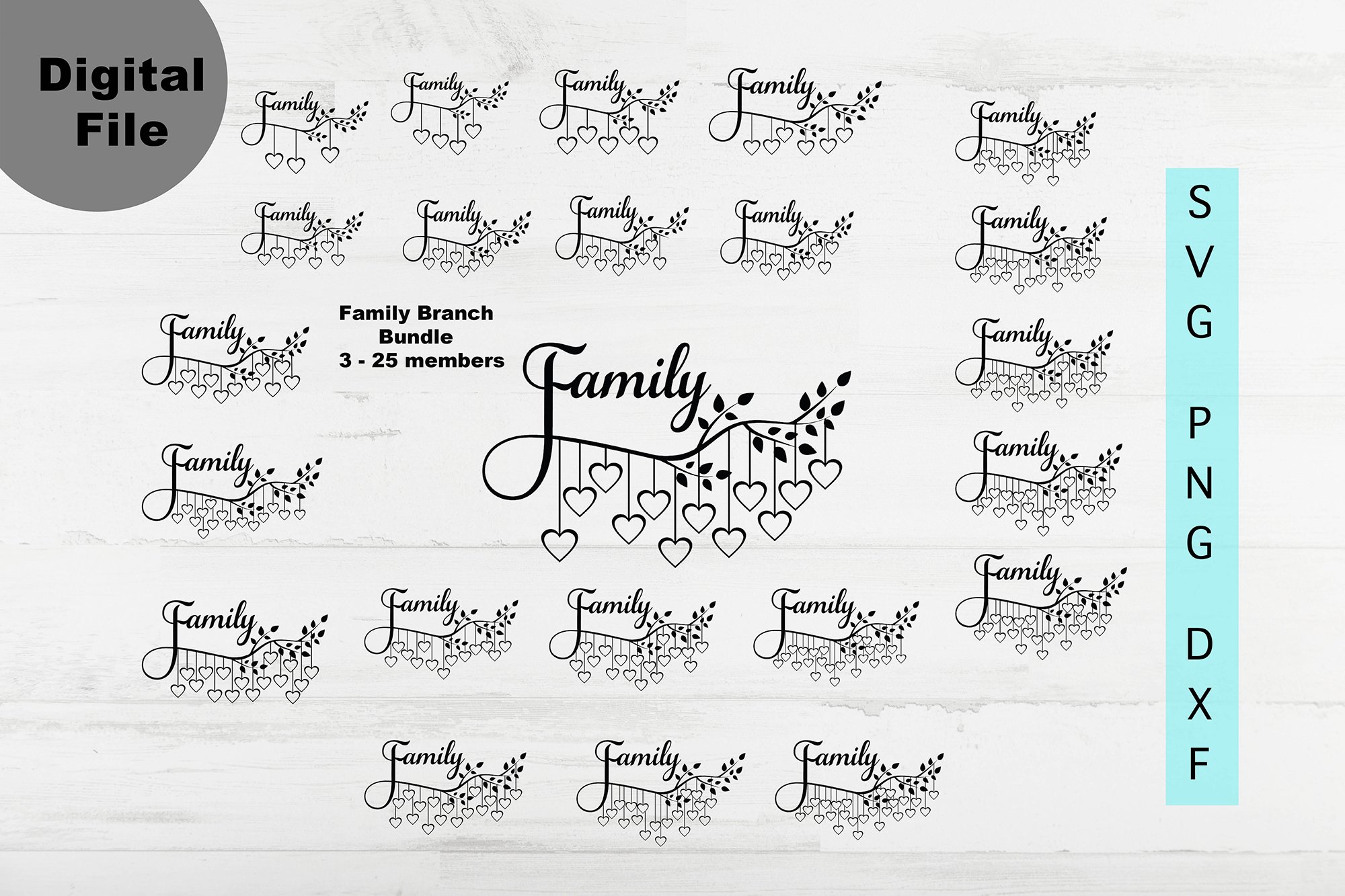 Family Tree branch 3-25 members svg Bundle - Family Reunion