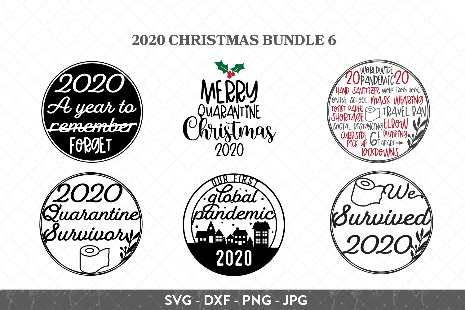 2020 Christmas Ornament Bundle 6 SVG -