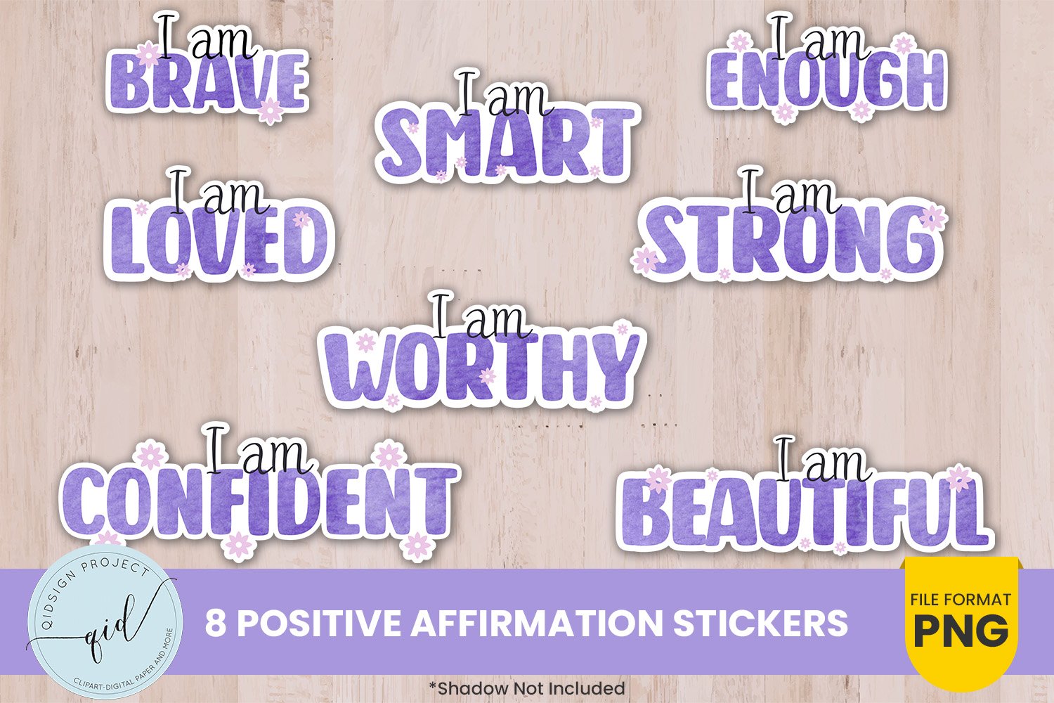 8 Watercolor Positivie Affirmation Stickers