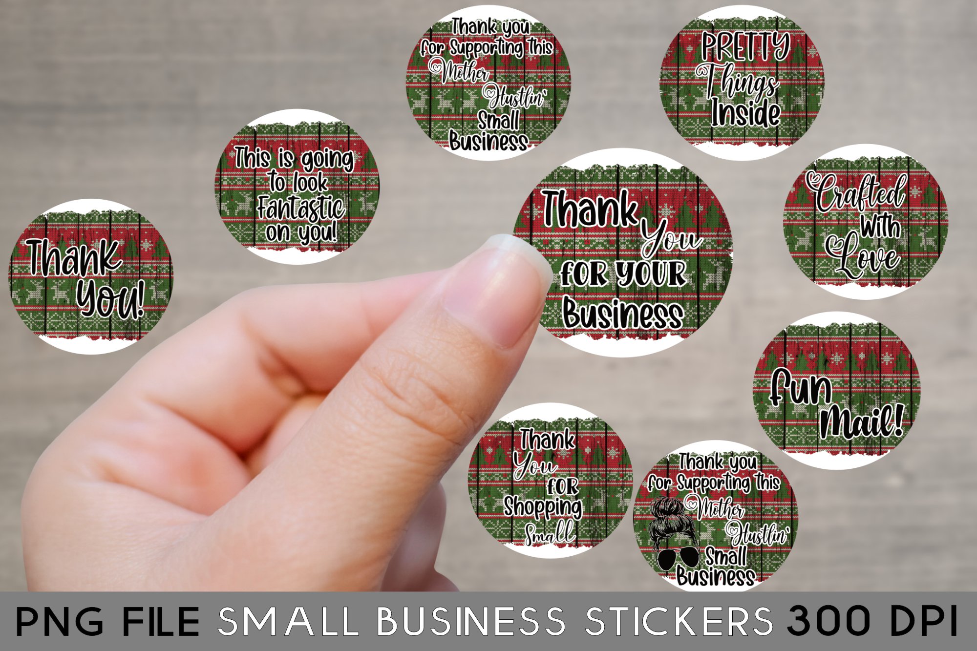 Round Small Business Owner Stickers, Christmas Designs