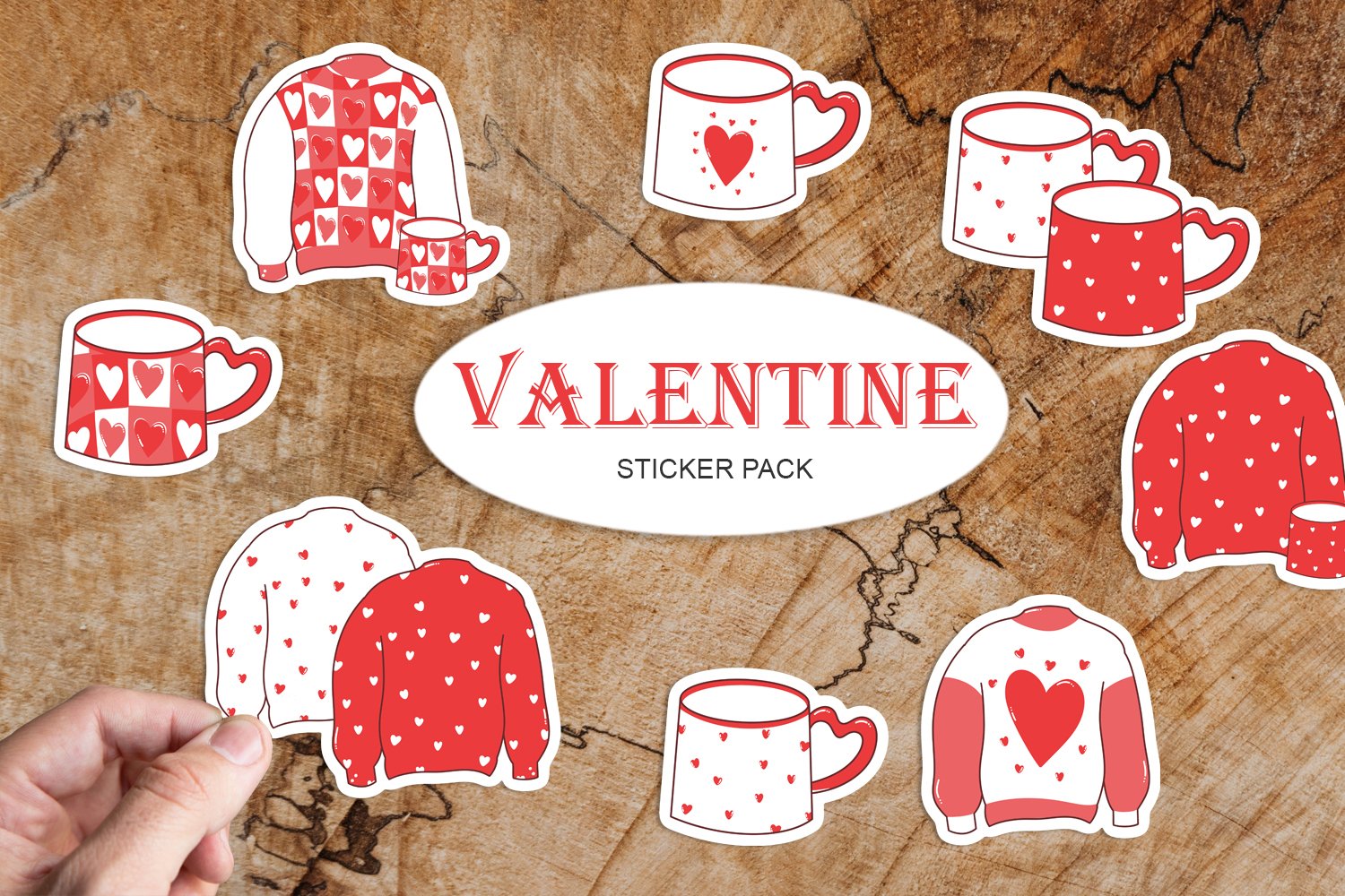 Valentines Day Stickers - Set of 14 Stickers PLUS Sheet